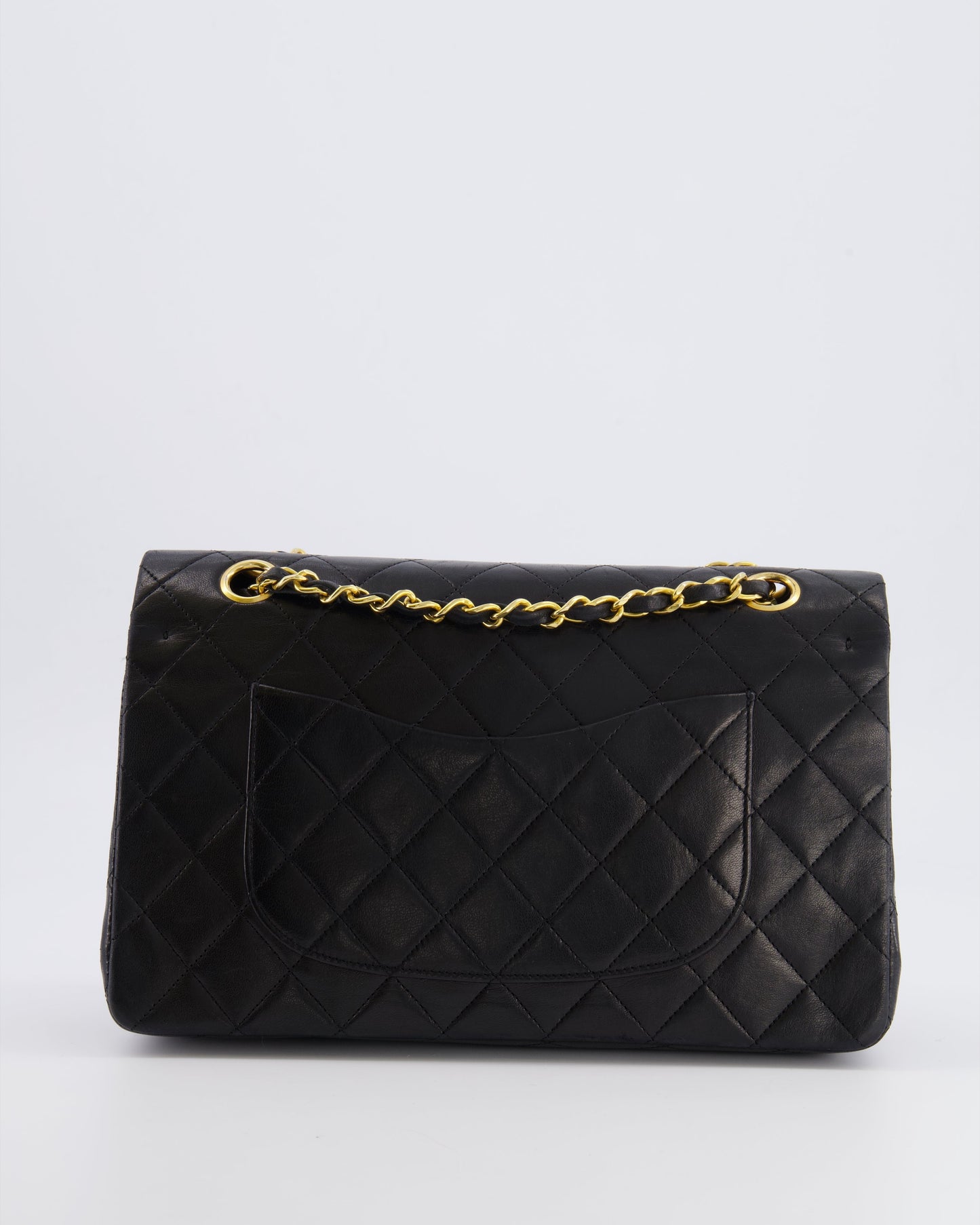 Chanel   Black Medium Classic Double Flap Bag in Lambskin Leather with 24K Gold Hardware