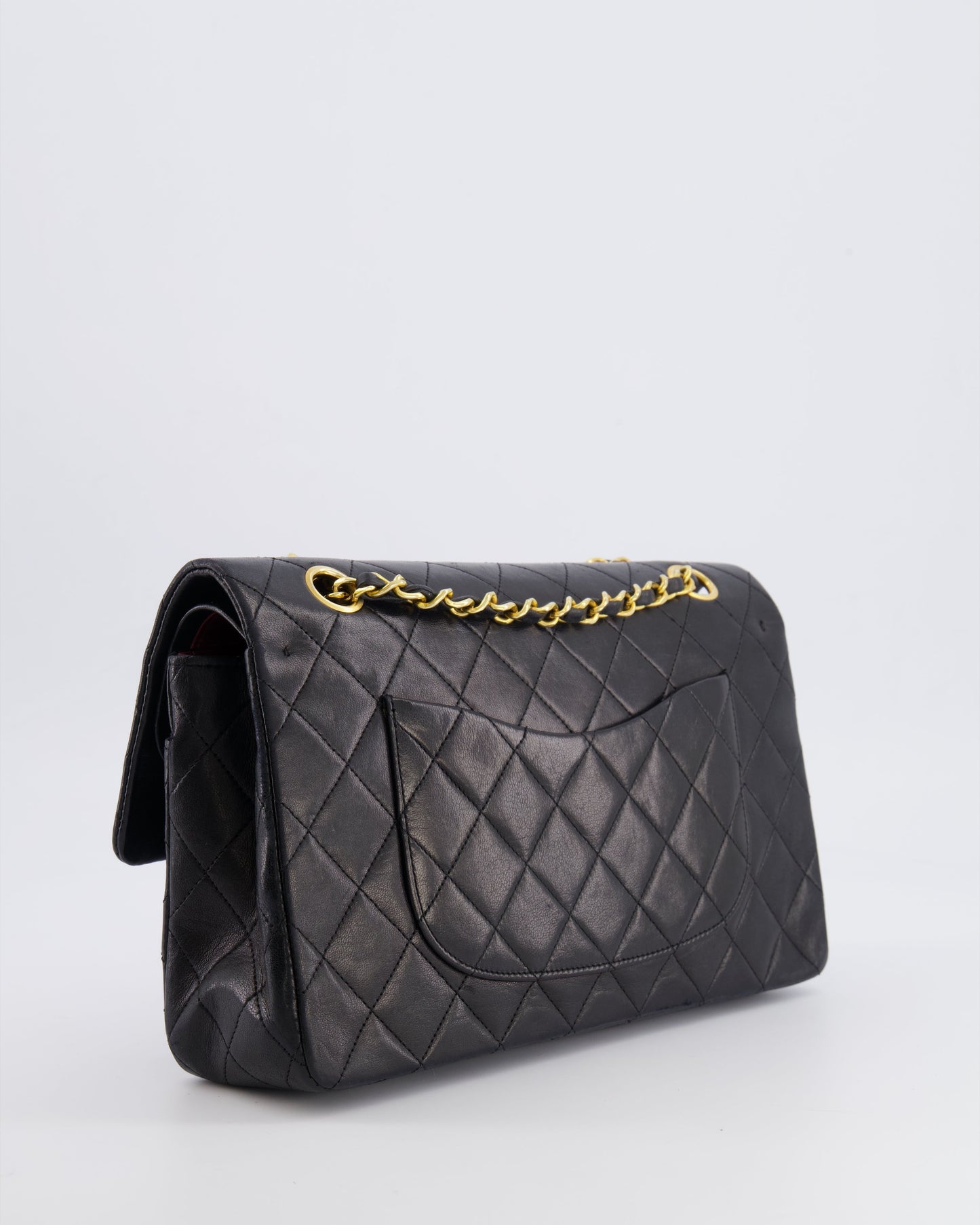 Chanel   Black Medium Classic Double Flap Bag in Lambskin Leather with 24K Gold Hardware