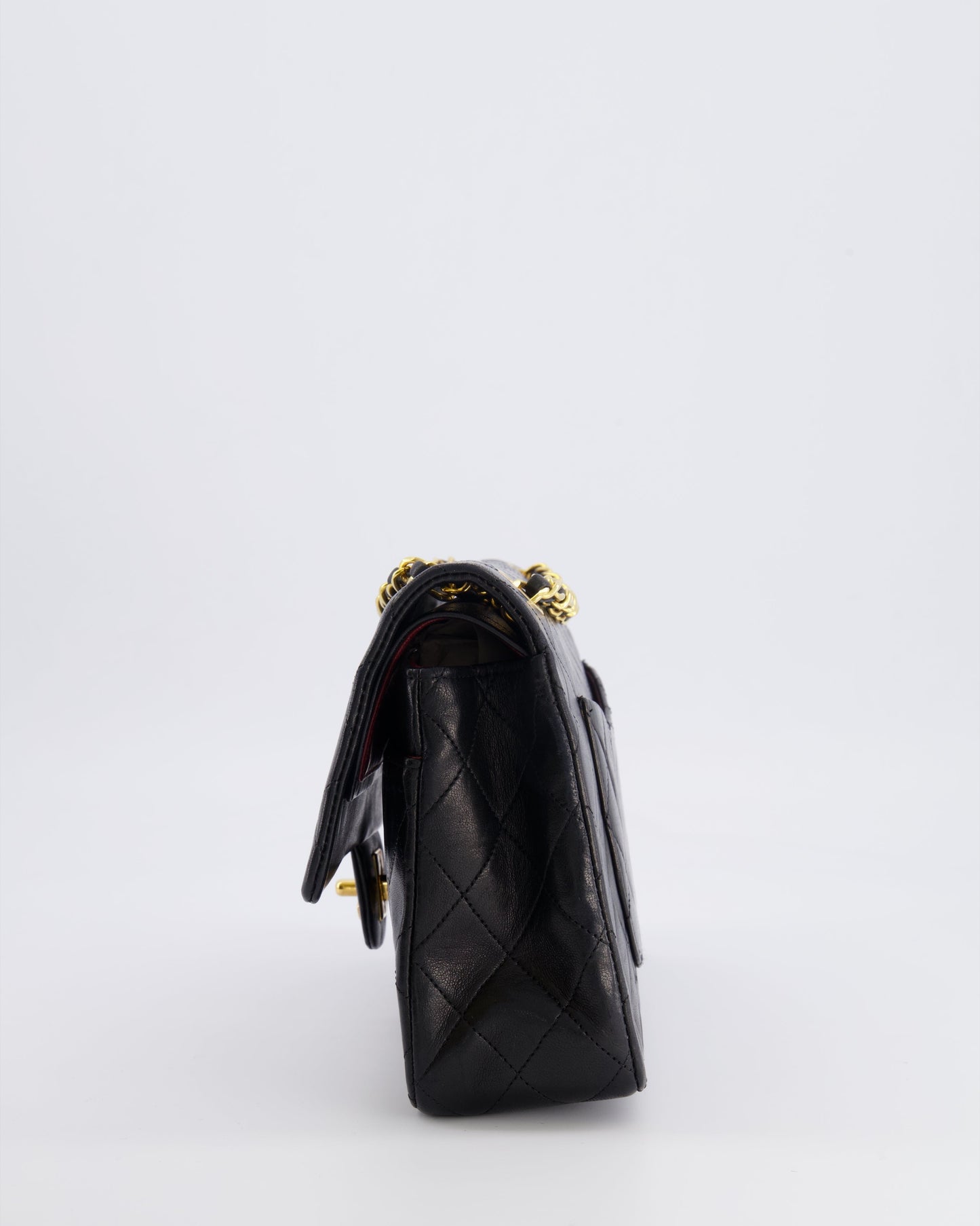 Chanel   Black Medium Classic Double Flap Bag in Lambskin Leather with 24K Gold Hardware