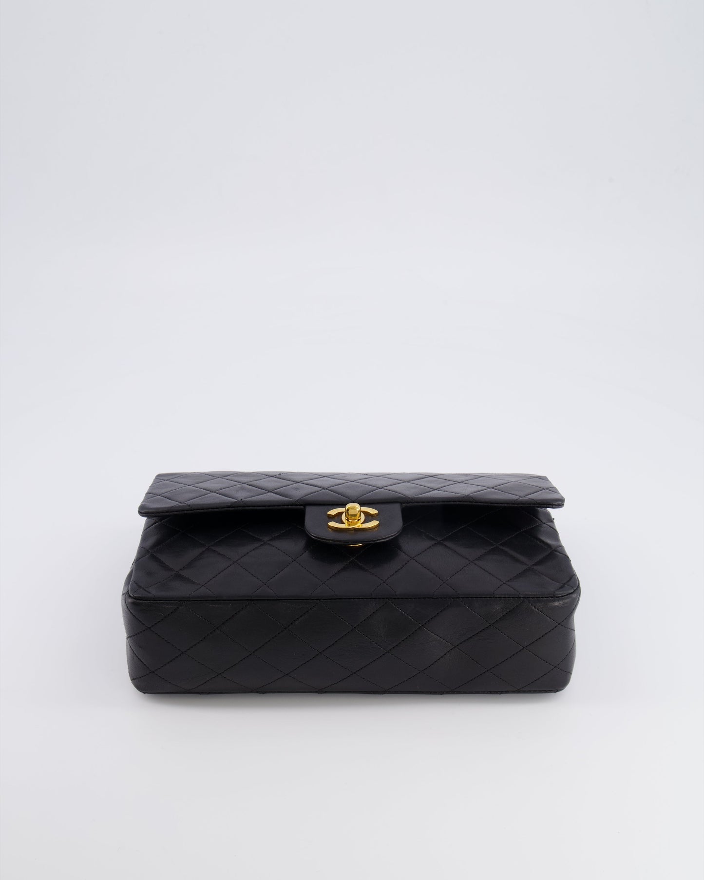 Chanel   Black Medium Classic Double Flap Bag in Lambskin Leather with 24K Gold Hardware