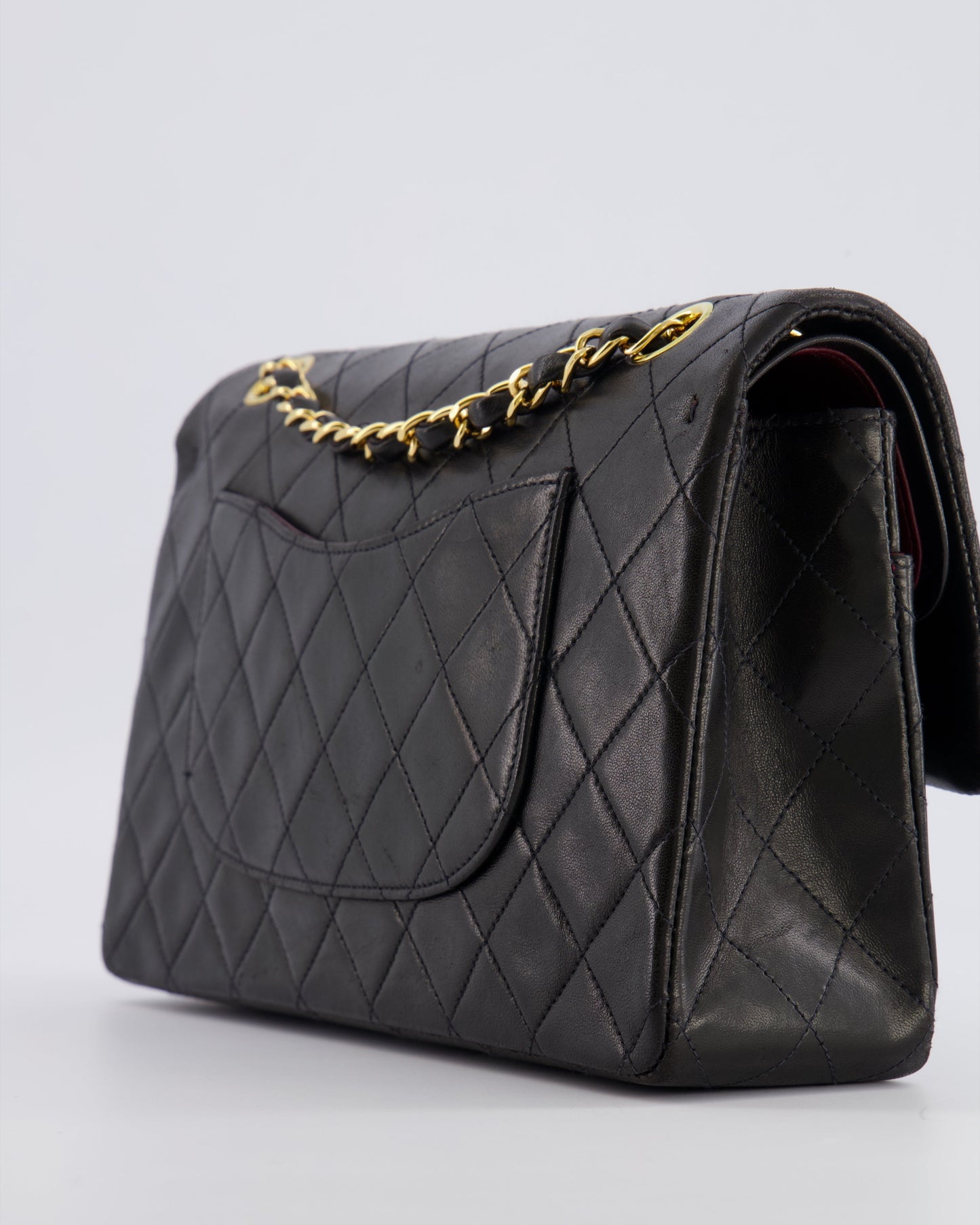 Chanel   Black Medium Classic Double Flap Bag in Lambskin Leather with 24K Gold Hardware