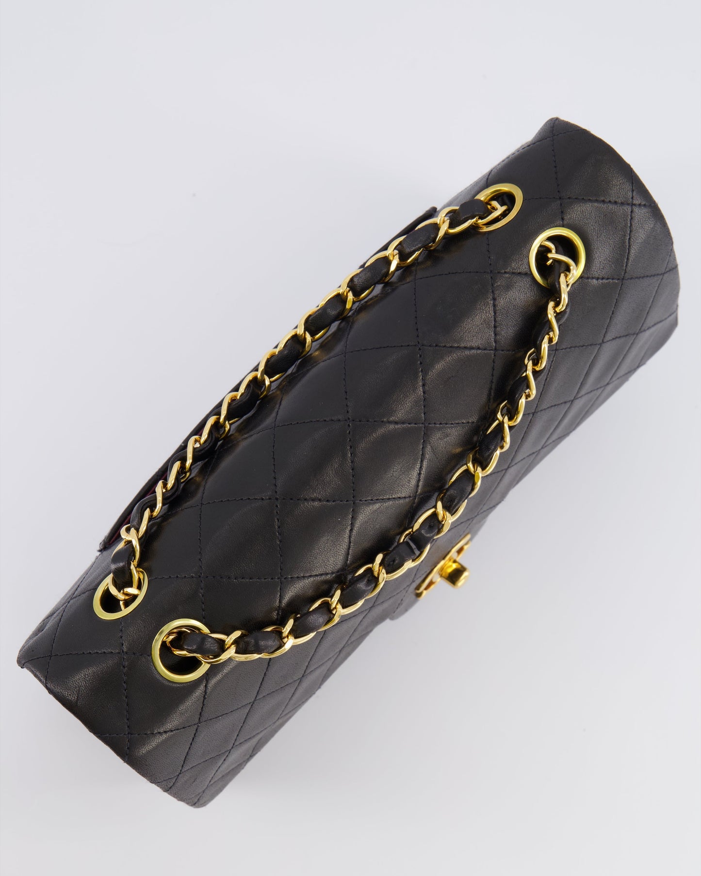 Chanel   Black Medium Classic Double Flap Bag in Lambskin Leather with 24K Gold Hardware