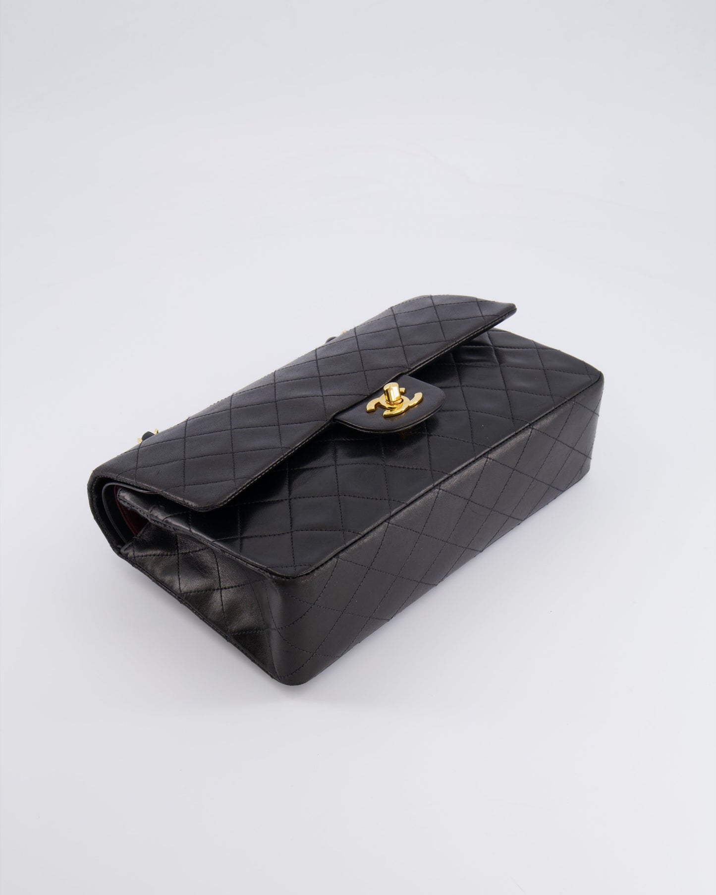 Chanel   Black Medium Classic Double Flap Bag in Lambskin Leather with 24K Gold Hardware