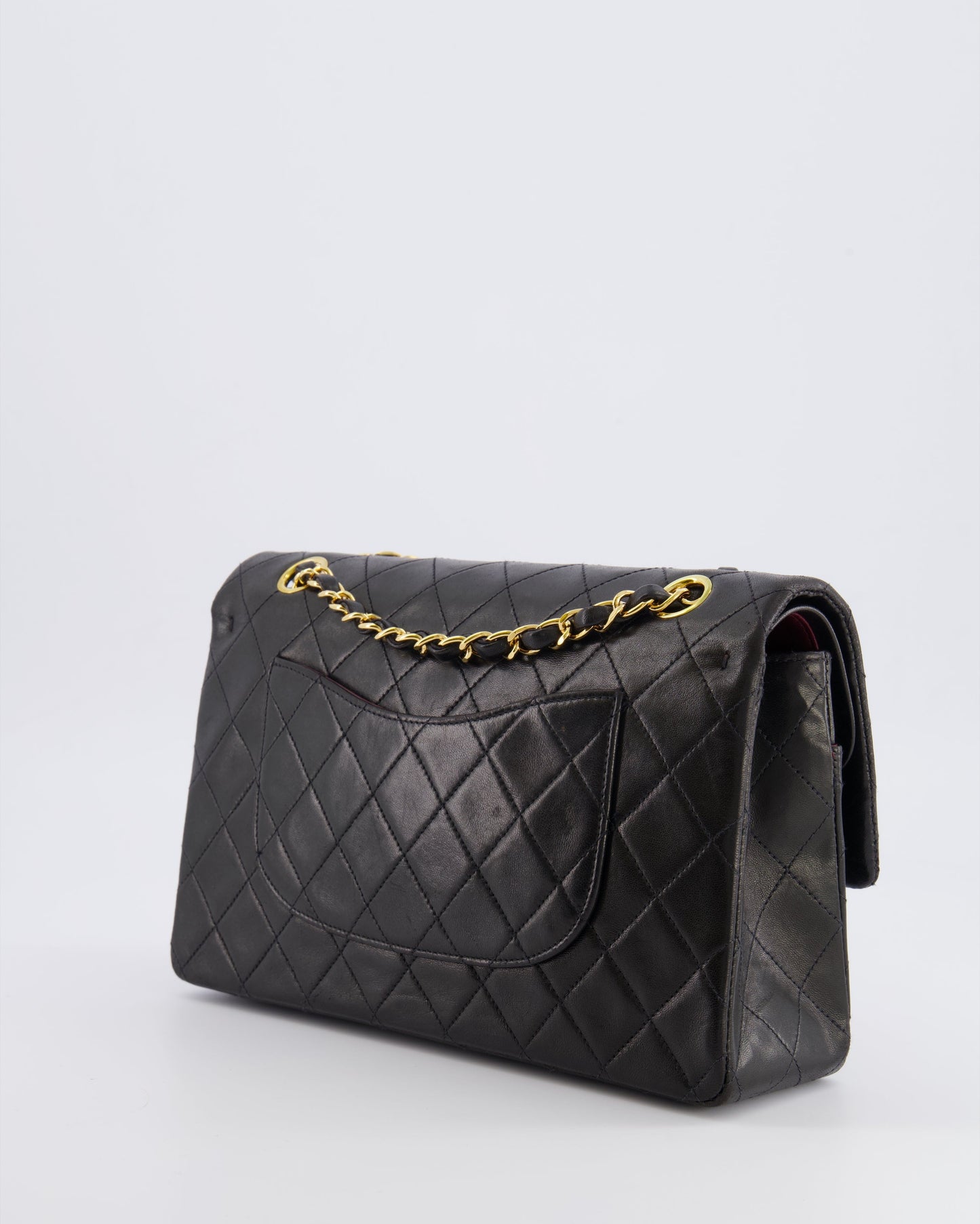 Chanel   Black Medium Classic Double Flap Bag in Lambskin Leather with 24K Gold Hardware