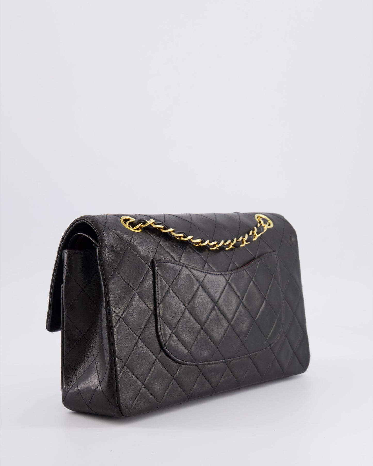 Chanel   Black Medium Classic Double Flap Bag in Lambskin Leather with 24K Gold Hardware
