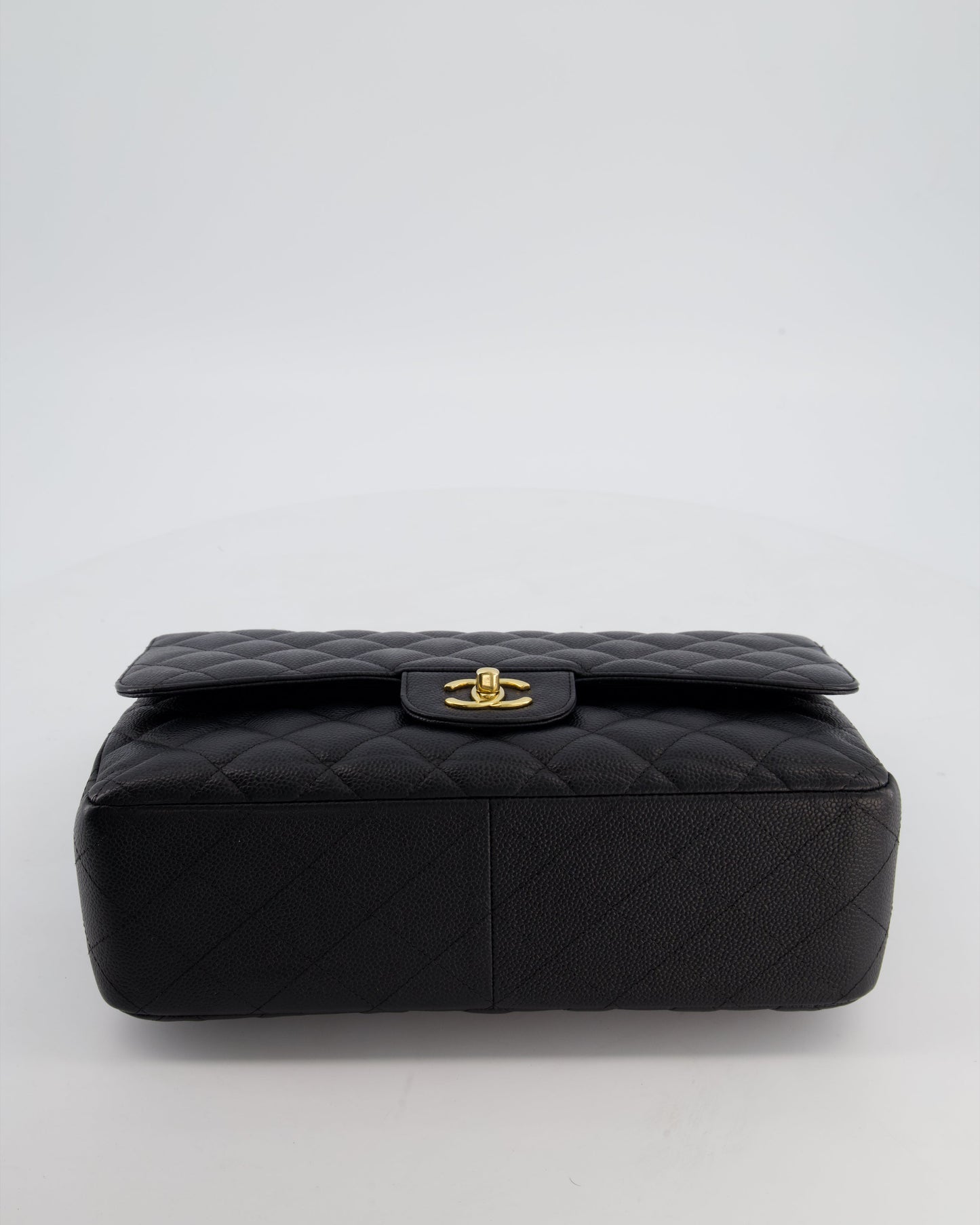 Chanel Black Jumbo Classic Double Flap Bag in Caviar Leather with Gold Hardware