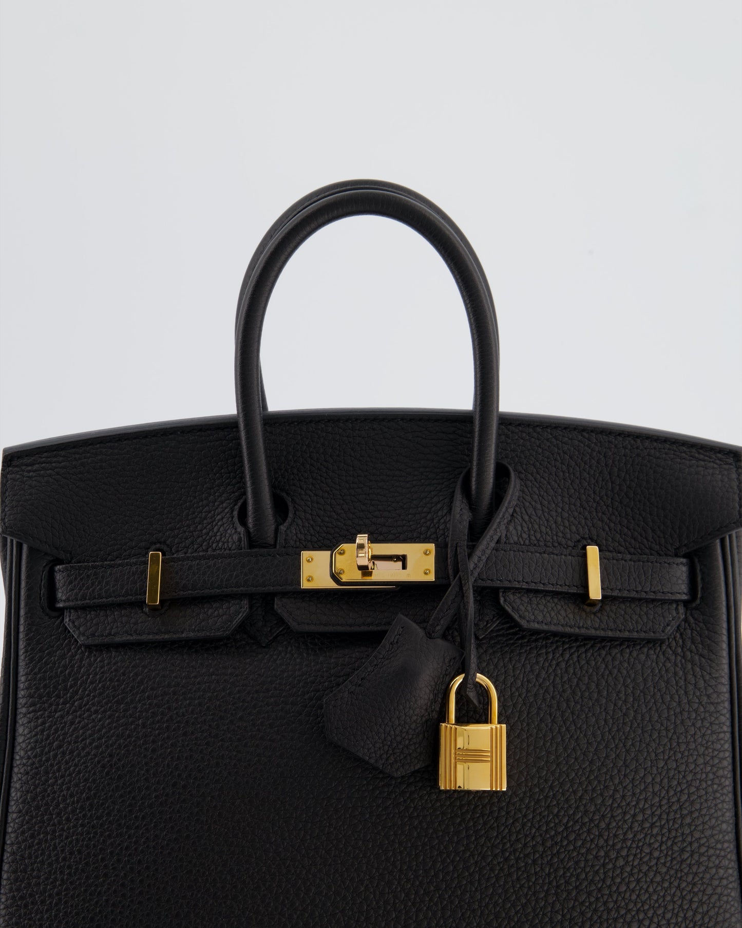 *HOT* Hermès Birkin 25 Retourne Bag in Noir Togo Leather with Rose Gold Hardware