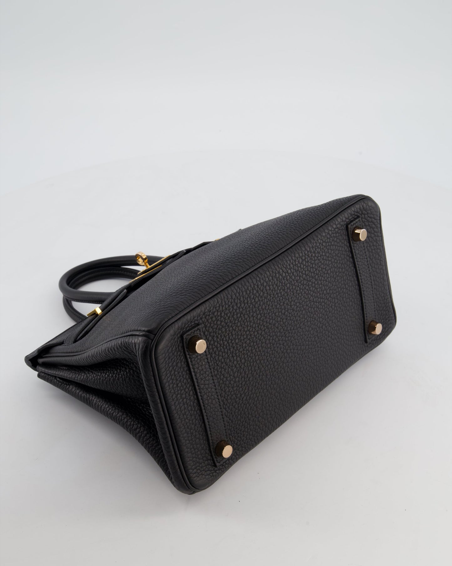 *HOT* Hermès Birkin 25 Retourne Bag in Noir Togo Leather with Rose Gold Hardware