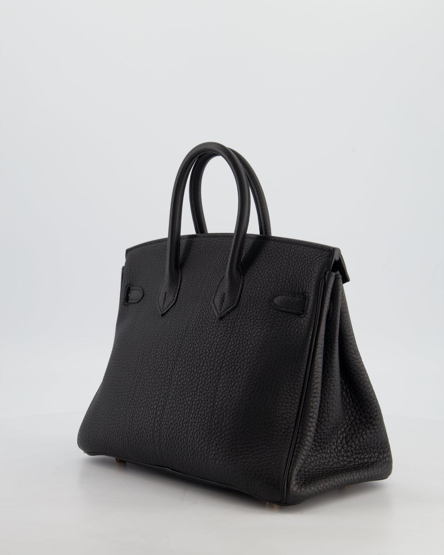 *HOT* Hermès Birkin 25 Retourne Bag in Noir Togo Leather with Rose Gold Hardware
