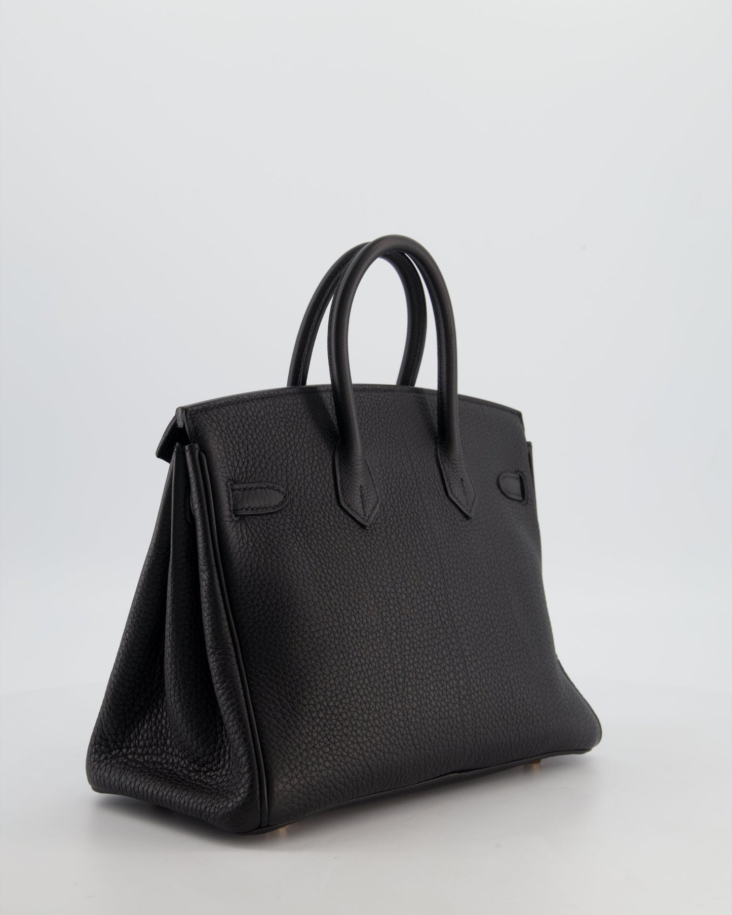 *HOT* Hermès Birkin 25 Retourne Bag in Noir Togo Leather with Rose Gold Hardware