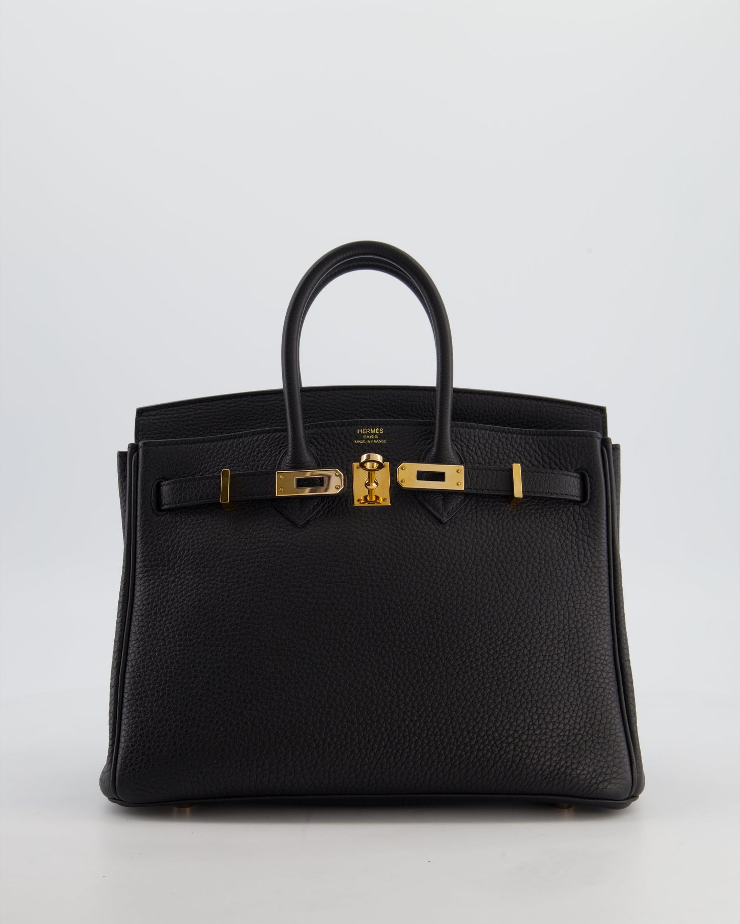 *HOT* Hermès Birkin 25 Retourne Bag in Noir Togo Leather with Rose Gold Hardware