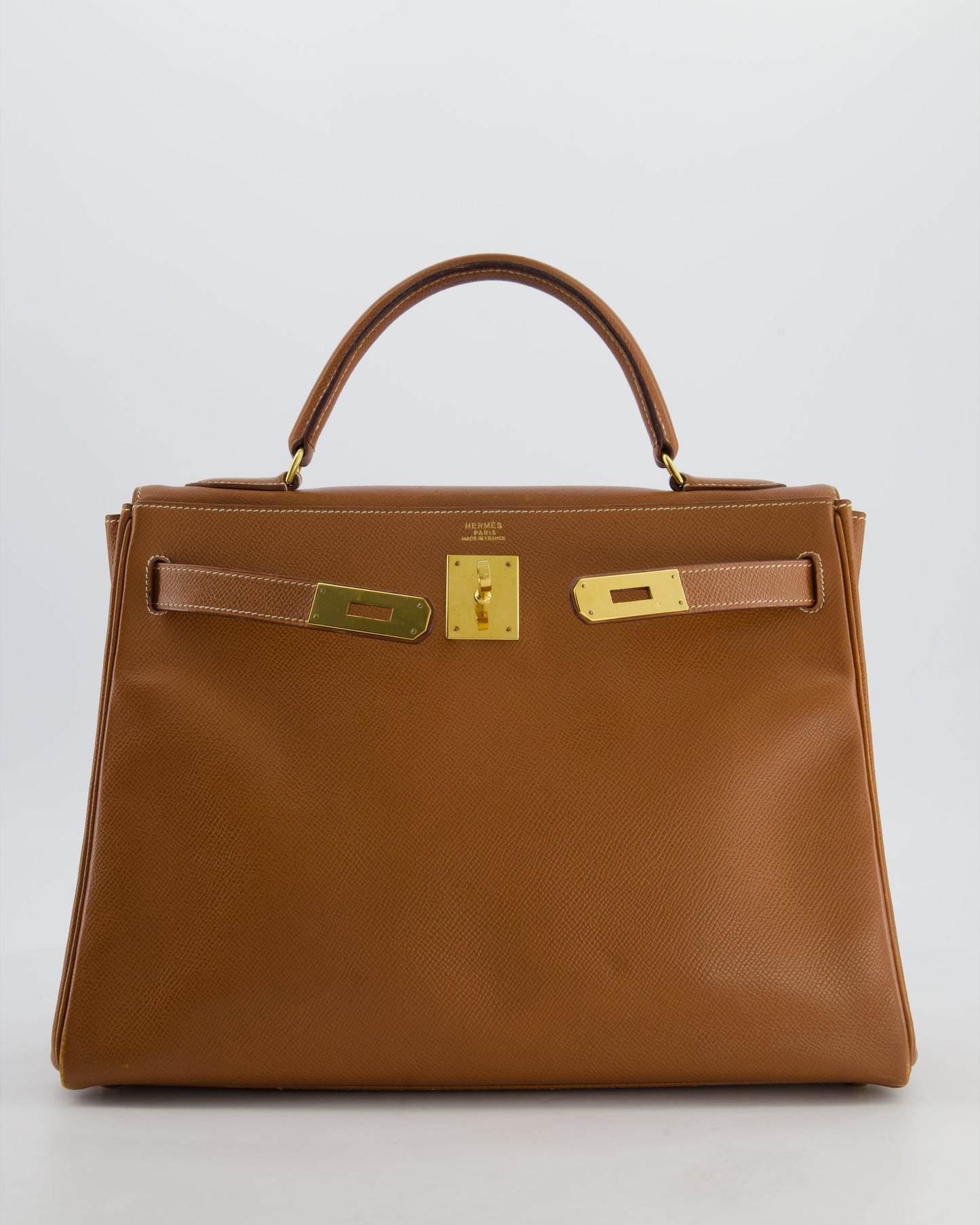 Herm�s   Kelly 32 Bag in Gold Courchevel Leather with Gold Hardware