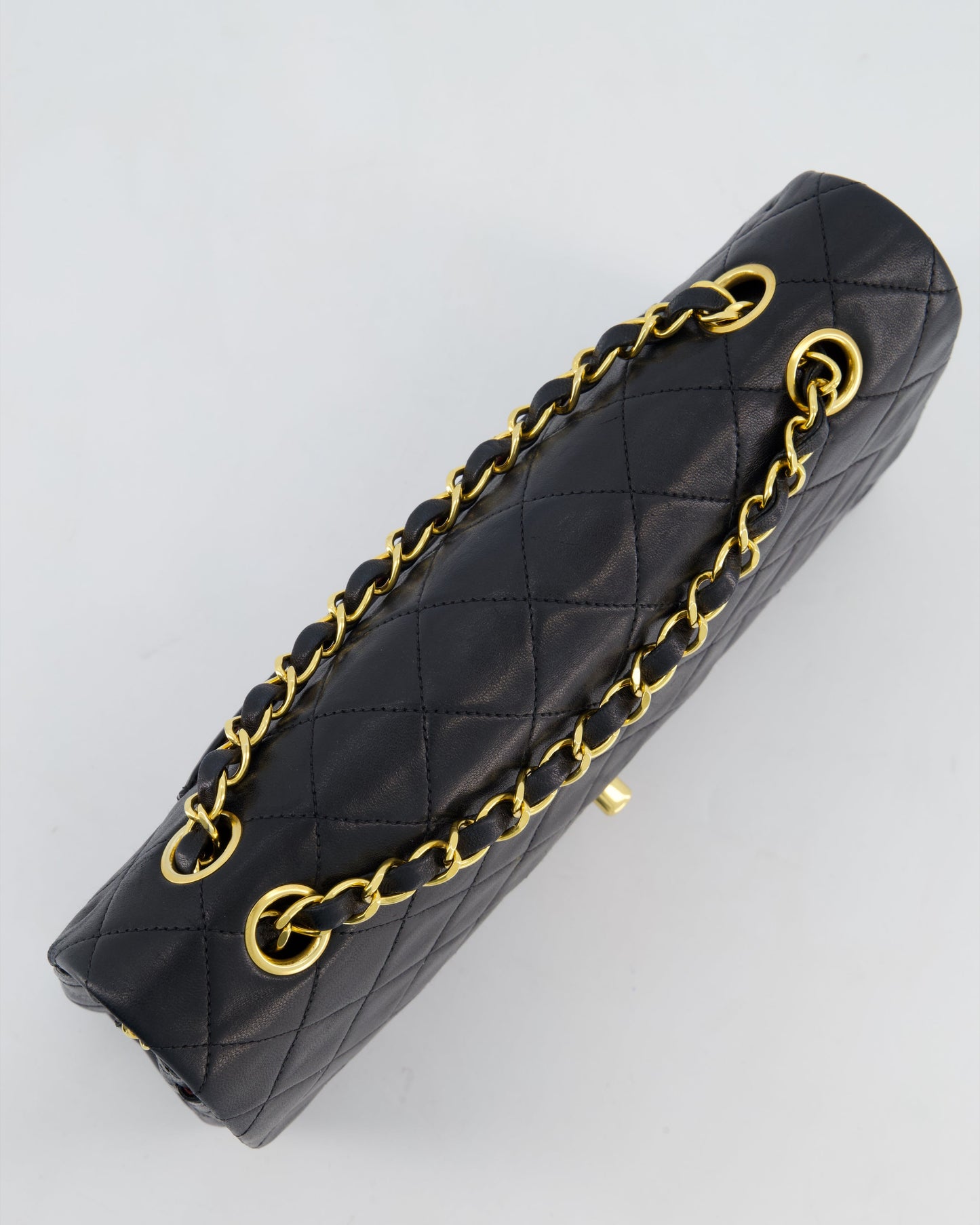 Chanel   Medium Black Classic Double Flap Bag in Lambskin Leather with 24K Gold Hardware