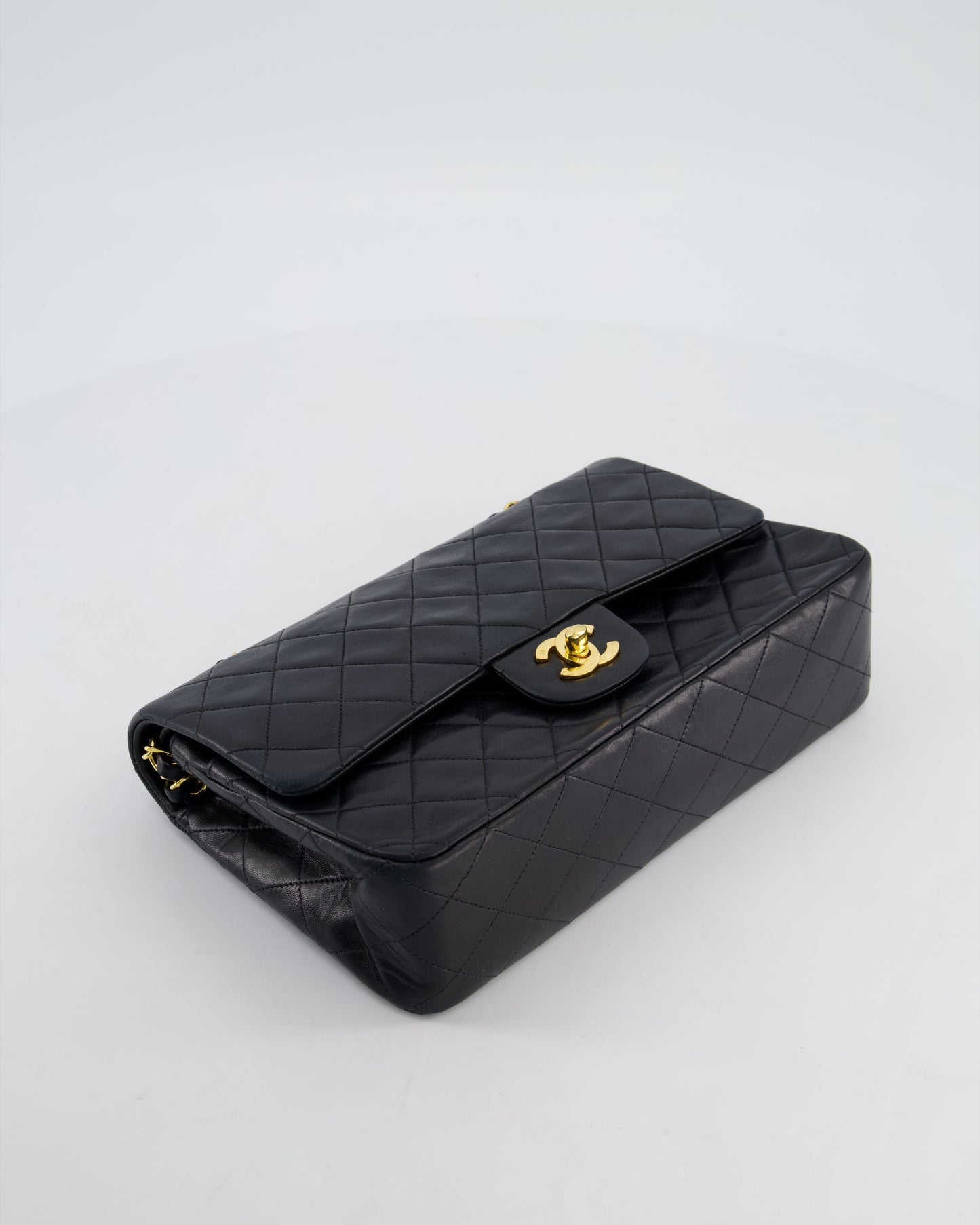 Chanel   Medium Black Classic Double Flap Bag in Lambskin Leather with 24K Gold Hardware