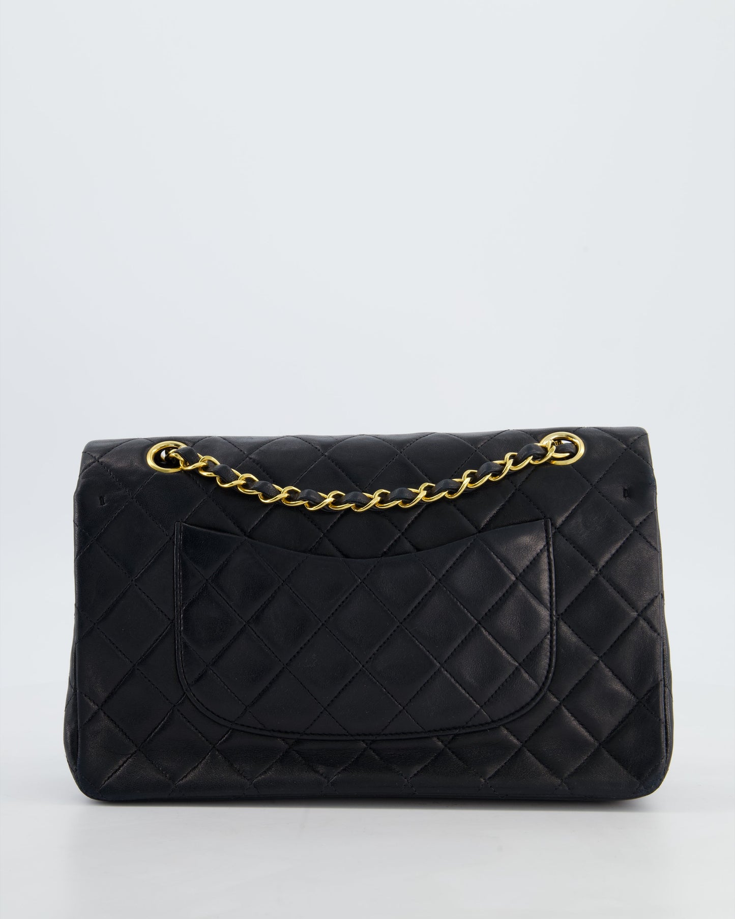 Chanel   Medium Black Classic Double Flap Bag in Lambskin Leather with 24K Gold Hardware