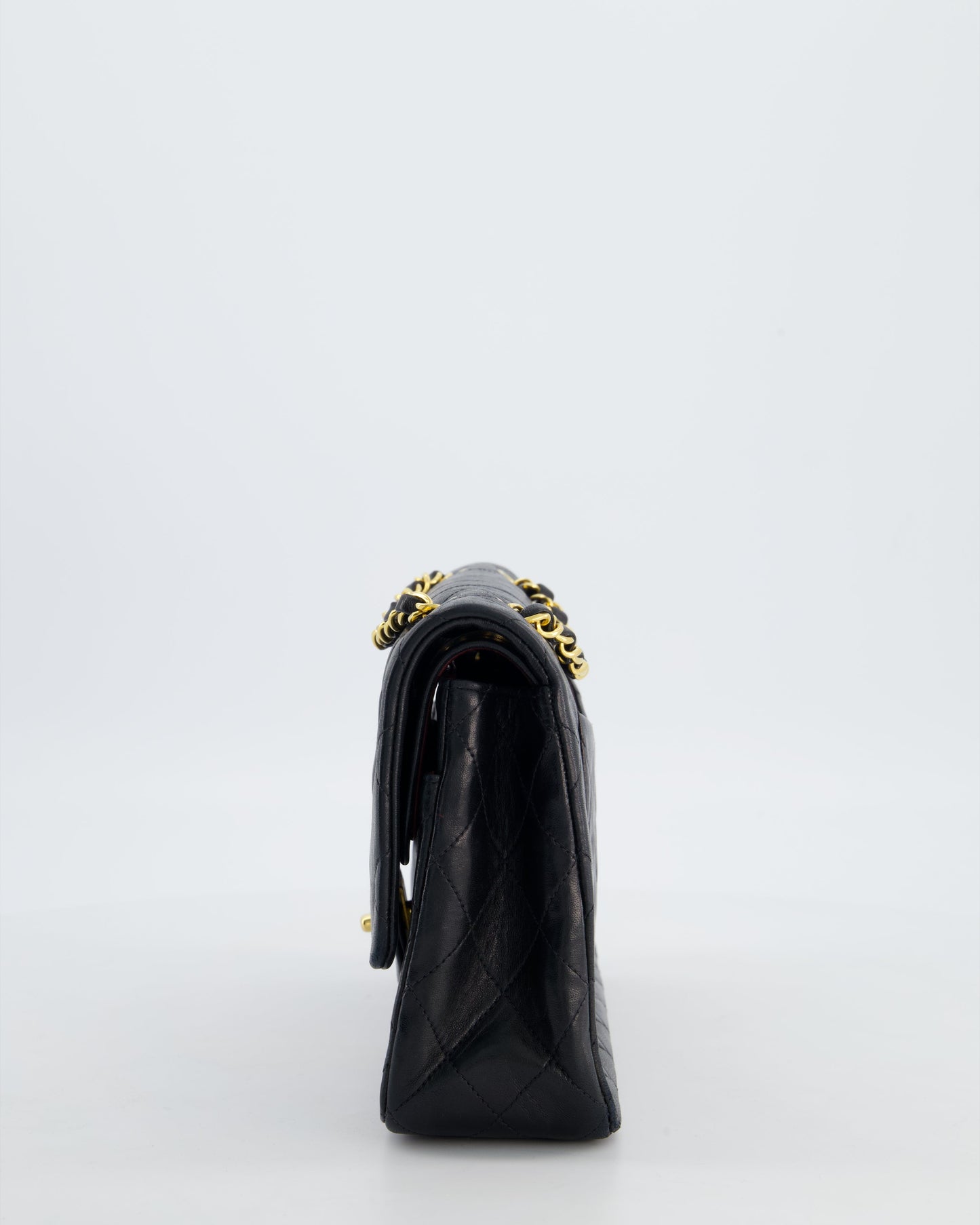 Chanel   Medium Black Classic Double Flap Bag in Lambskin Leather with 24K Gold Hardware
