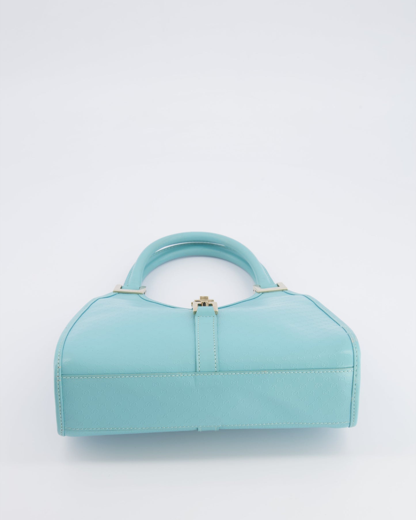 Gucci Baby Blue   GG Leather Small Jackie Bag with Champagne Gold Hardware