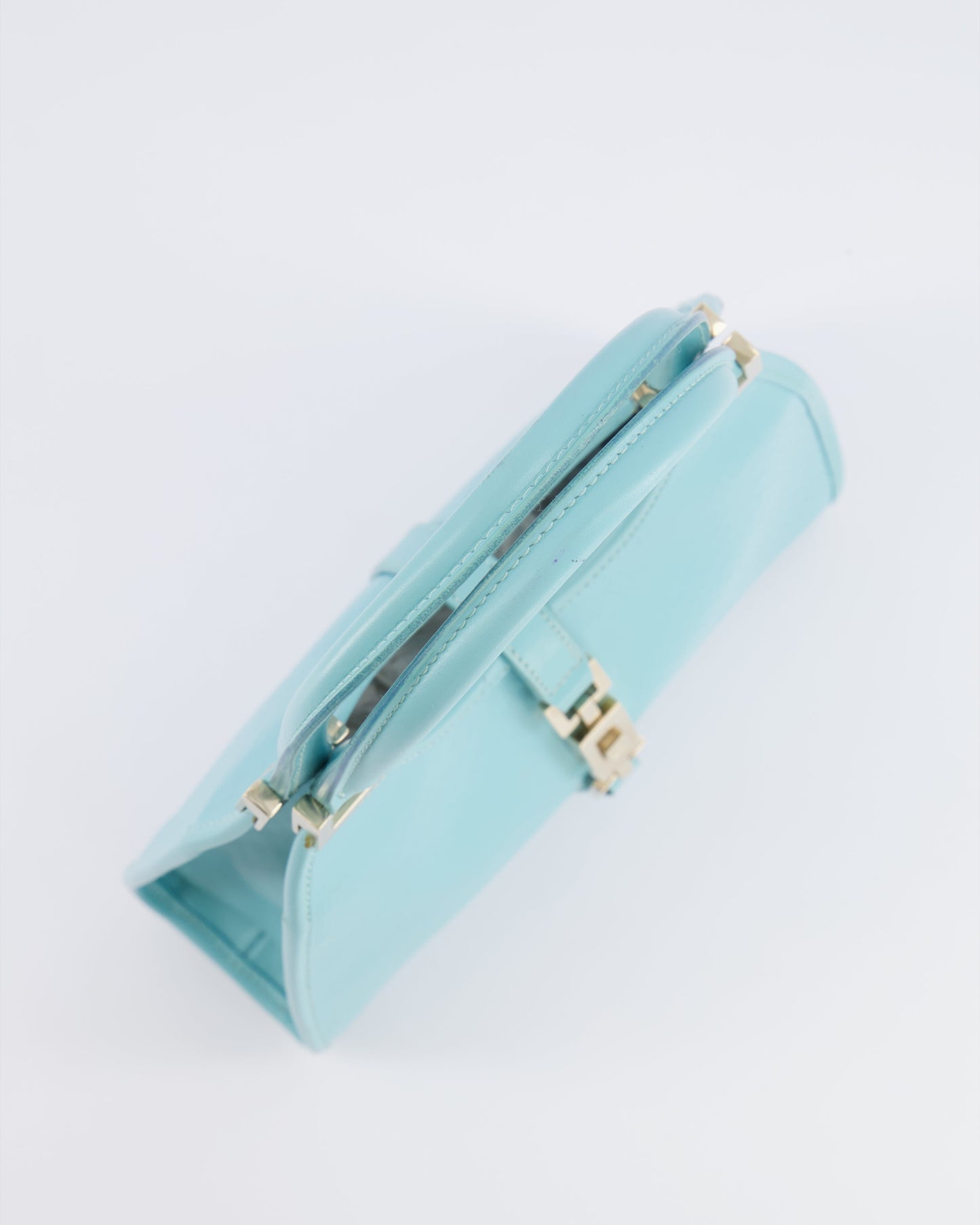 Gucci Baby Blue   GG Leather Small Jackie Bag with Champagne Gold Hardware