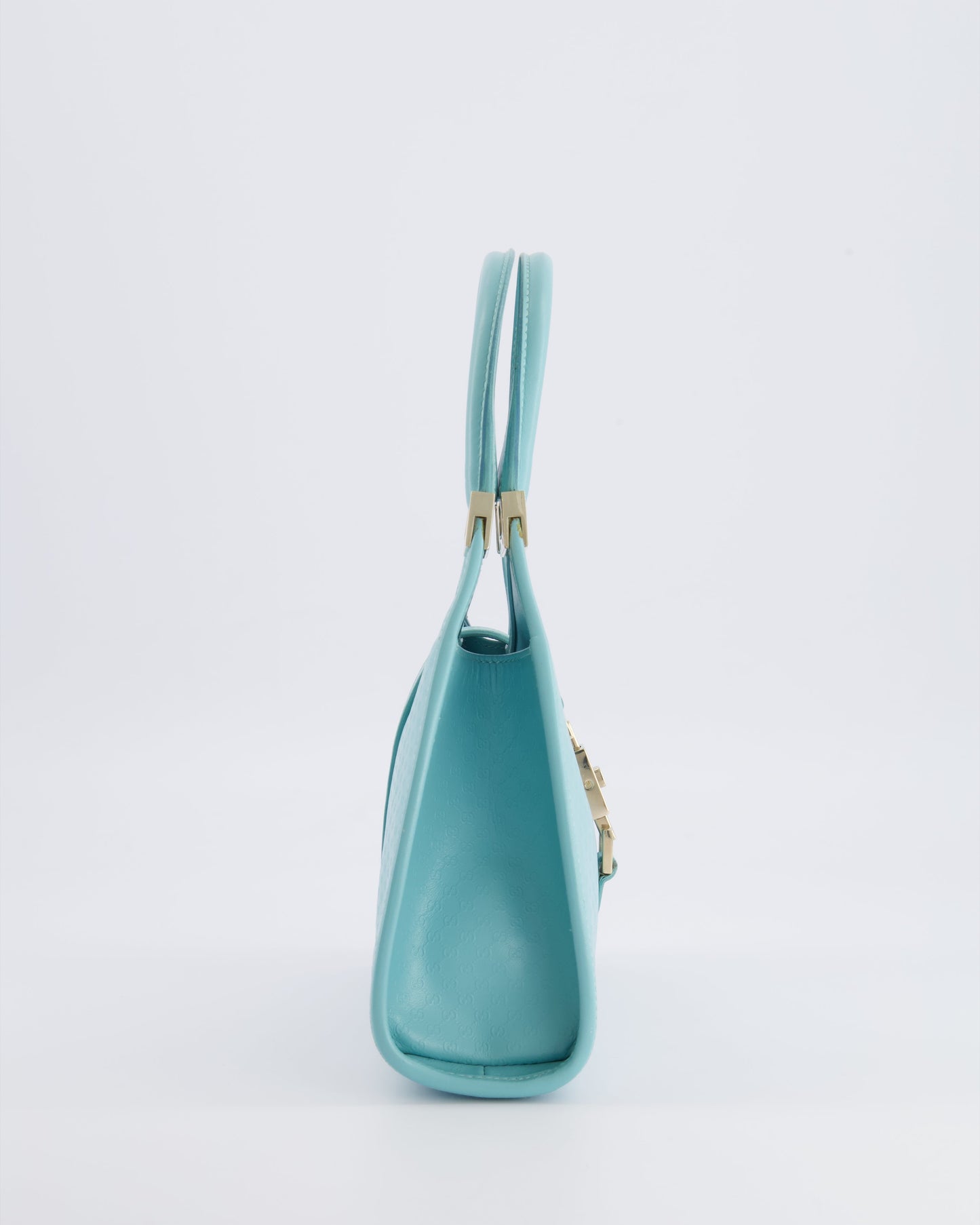 Gucci Baby Blue   GG Leather Small Jackie Bag with Champagne Gold Hardware