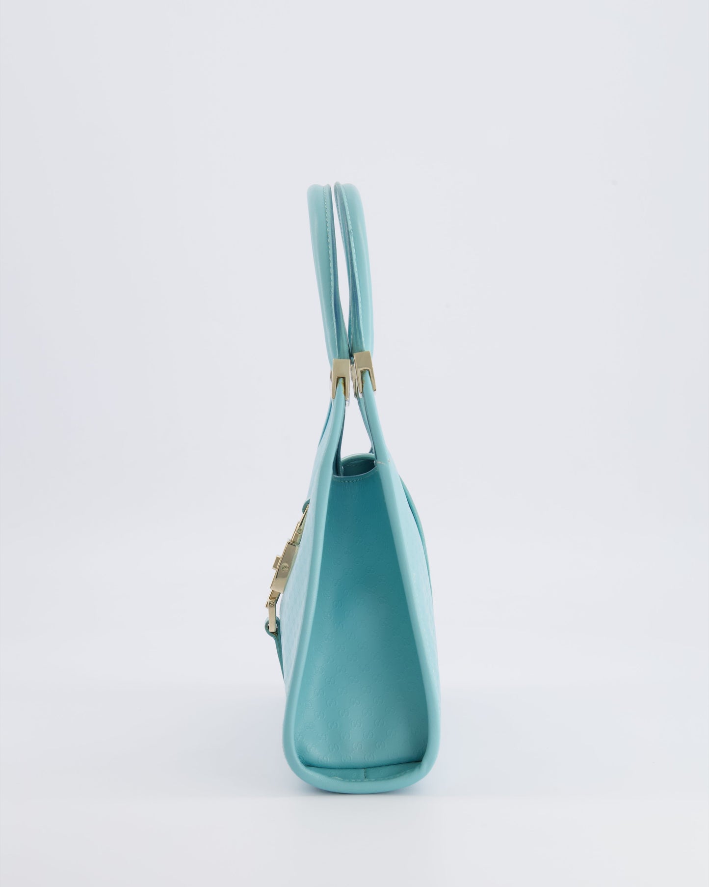 Gucci Baby Blue   GG Leather Small Jackie Bag with Champagne Gold Hardware