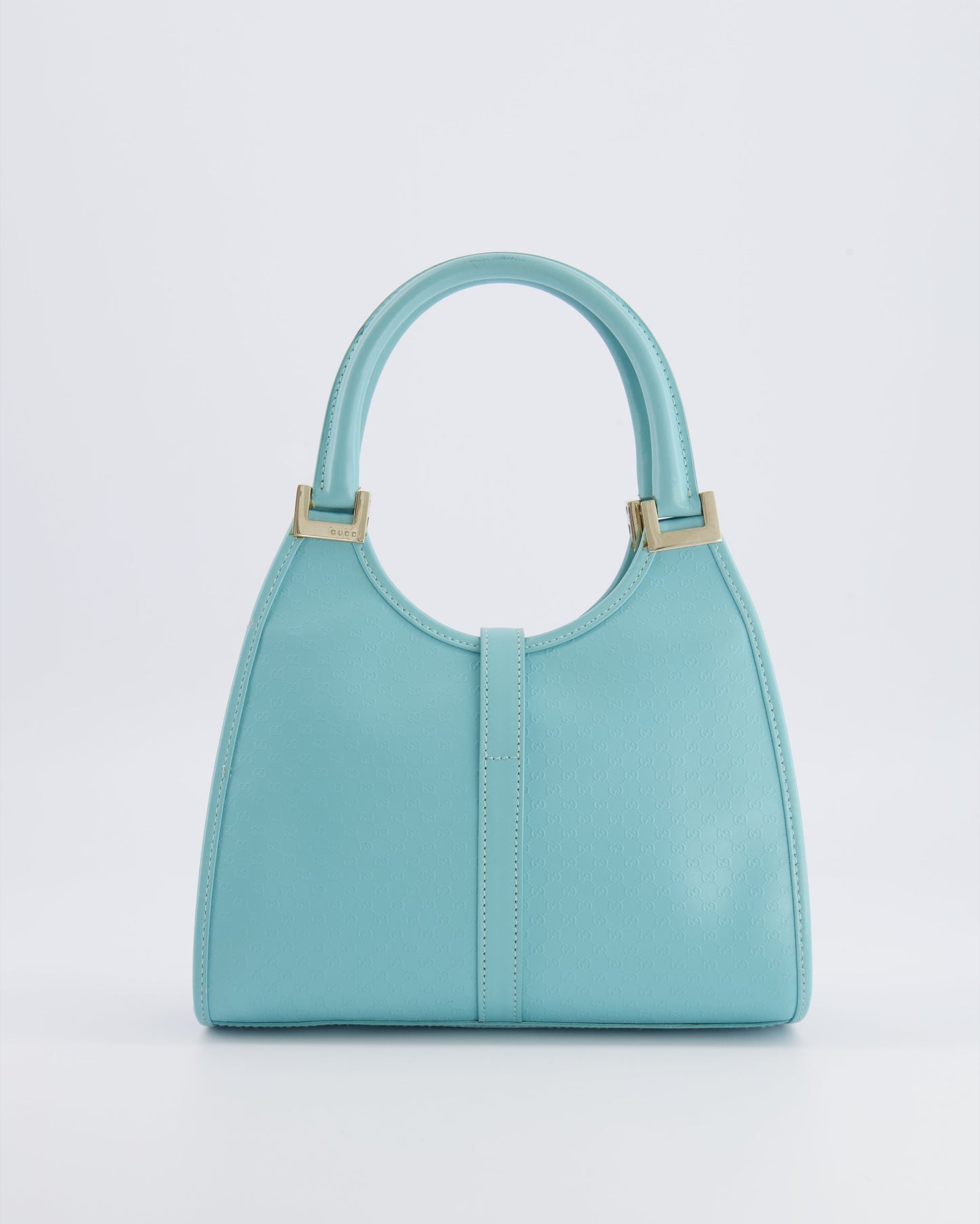 Gucci Baby Blue   GG Leather Small Jackie Bag with Champagne Gold Hardware