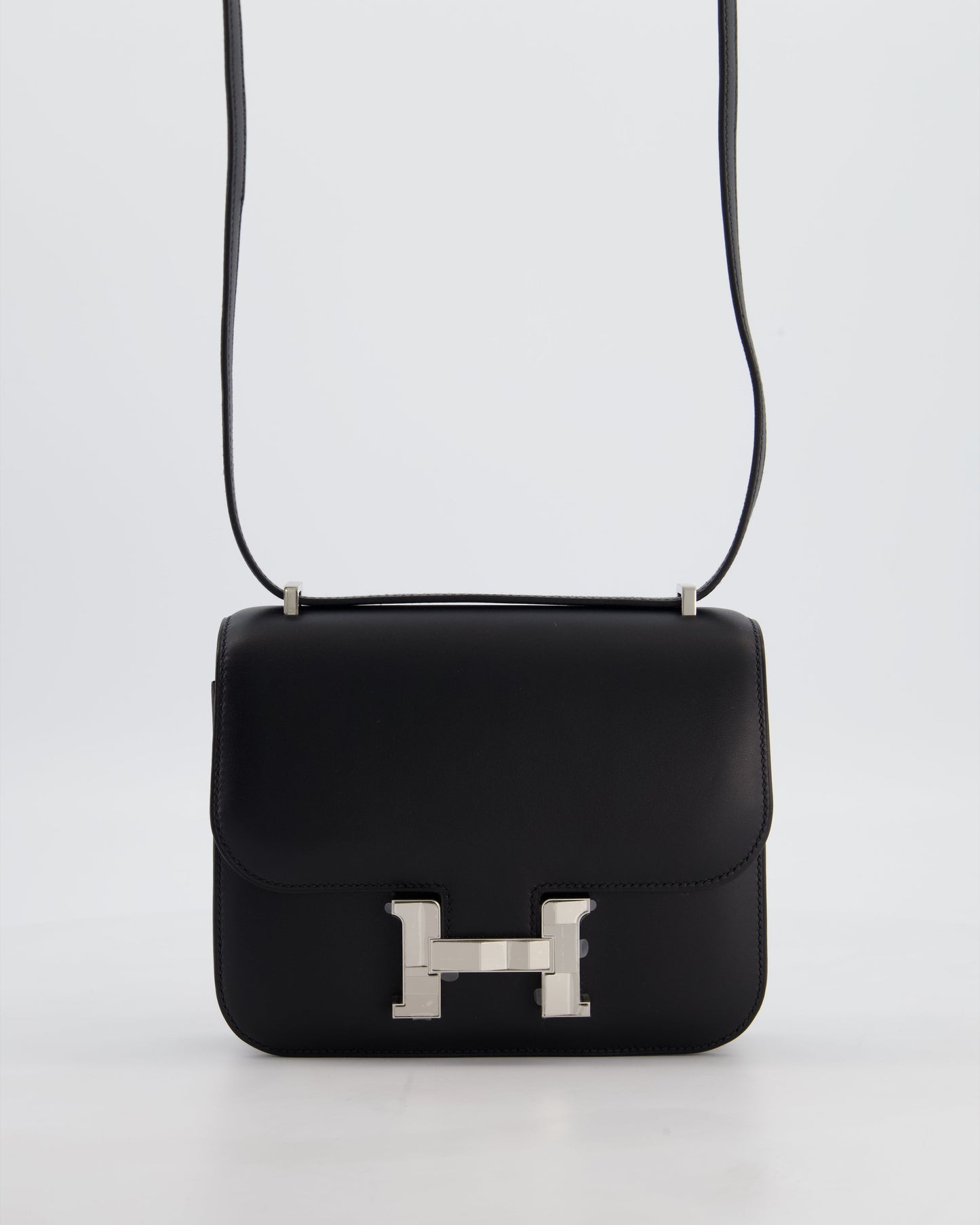 *BLUE BOX* Hermès Constance III 18 Mini Studio 24 Bag in Noir Monsieur Leather with Palladium Hardware