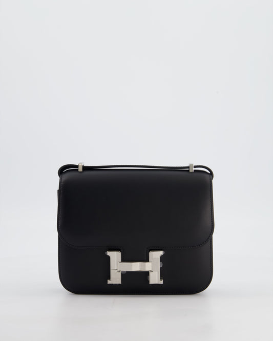 *BLUE BOX* Hermès Constance III 18 Mini Studio 24 Bag in Noir Monsieur Leather with Palladium Hardware