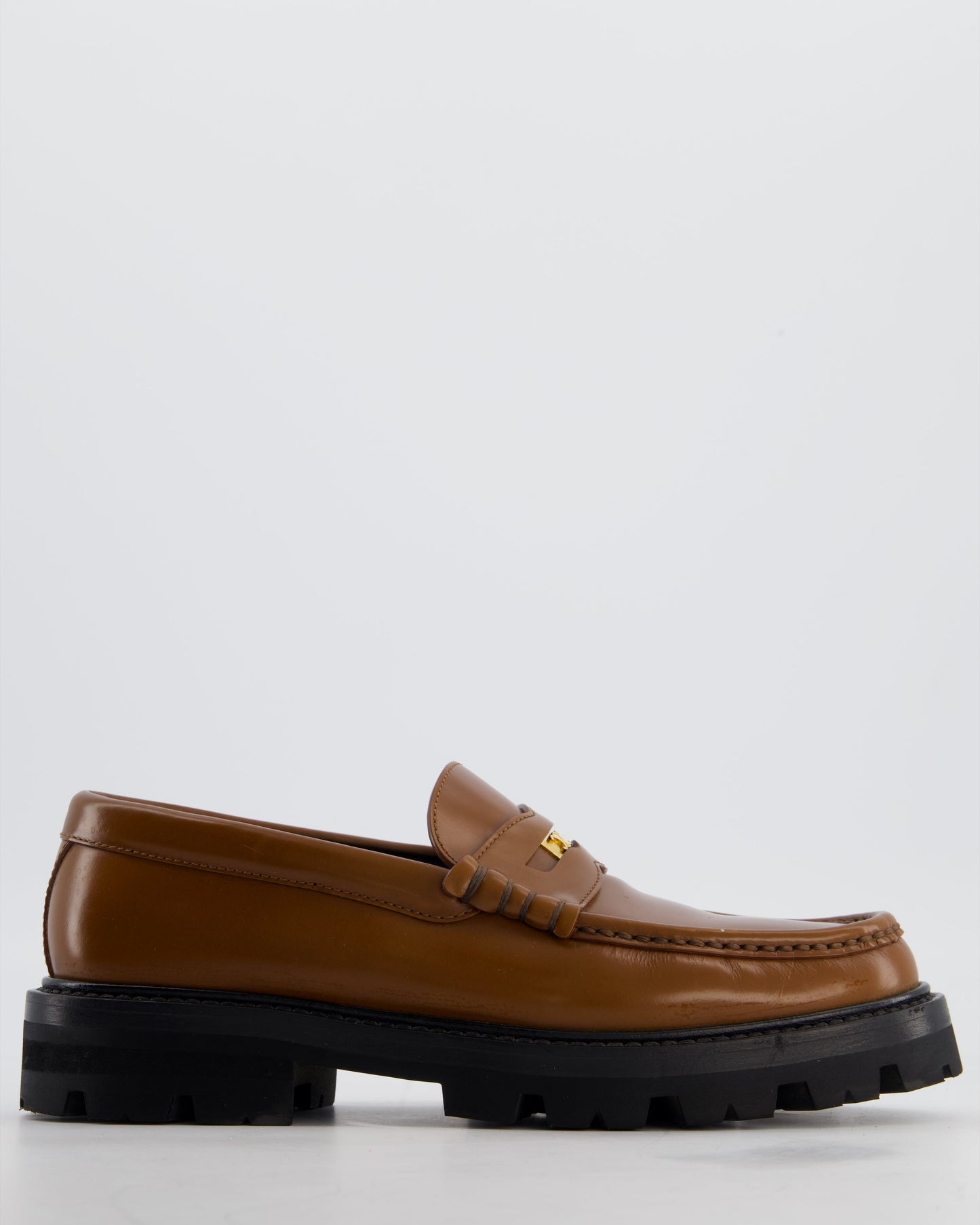 Celine Brown Platform Loafer with Triomphe Logo Detail Size EU 37