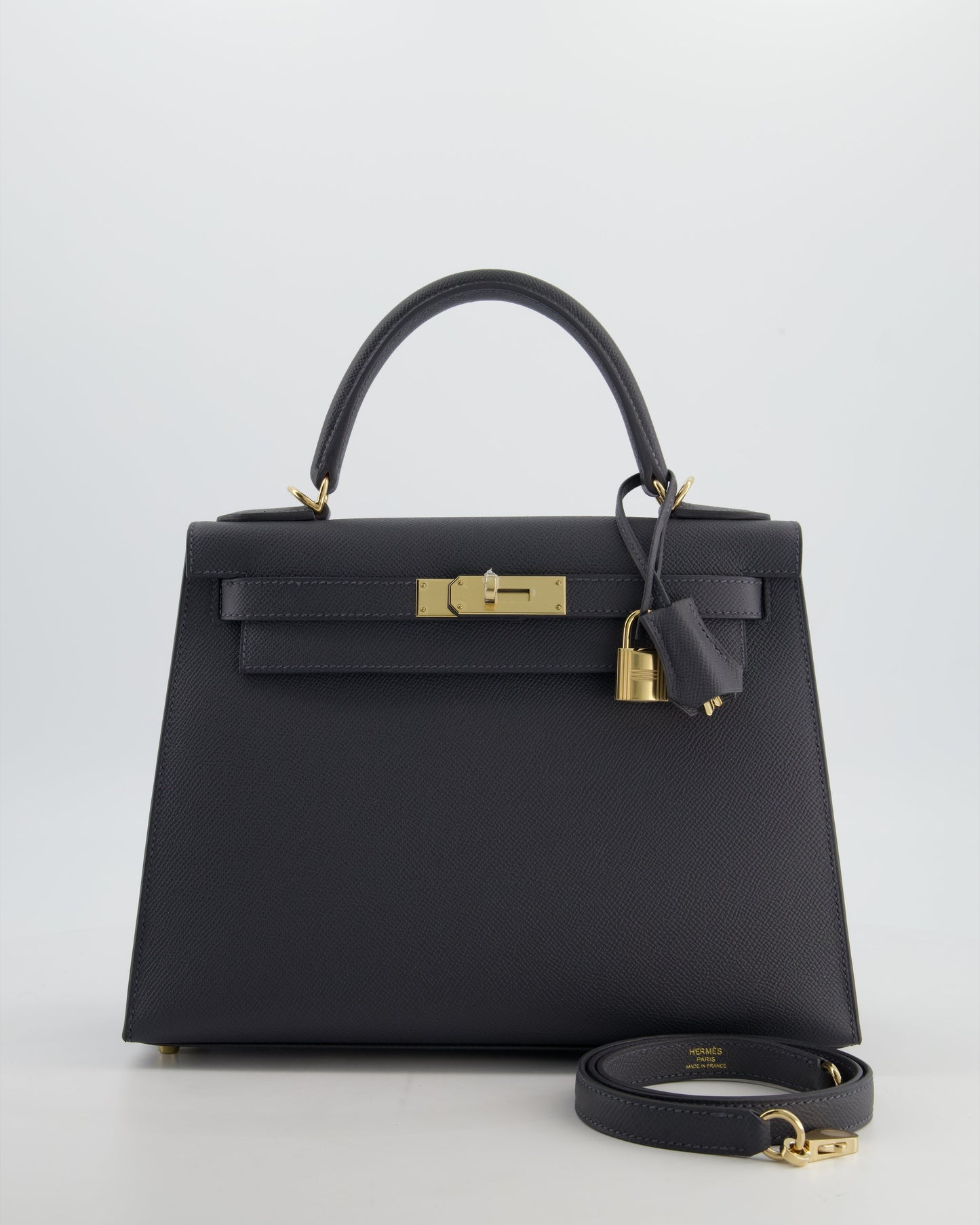 *RARE* Herm�s Kelly 28 Sellier Bag in Ardoise Epsom Leather with Permabrass Hardware