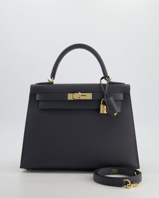 *RARE* Herm�s Kelly 28 Sellier Bag in Ardoise Epsom Leather with Permabrass Hardware