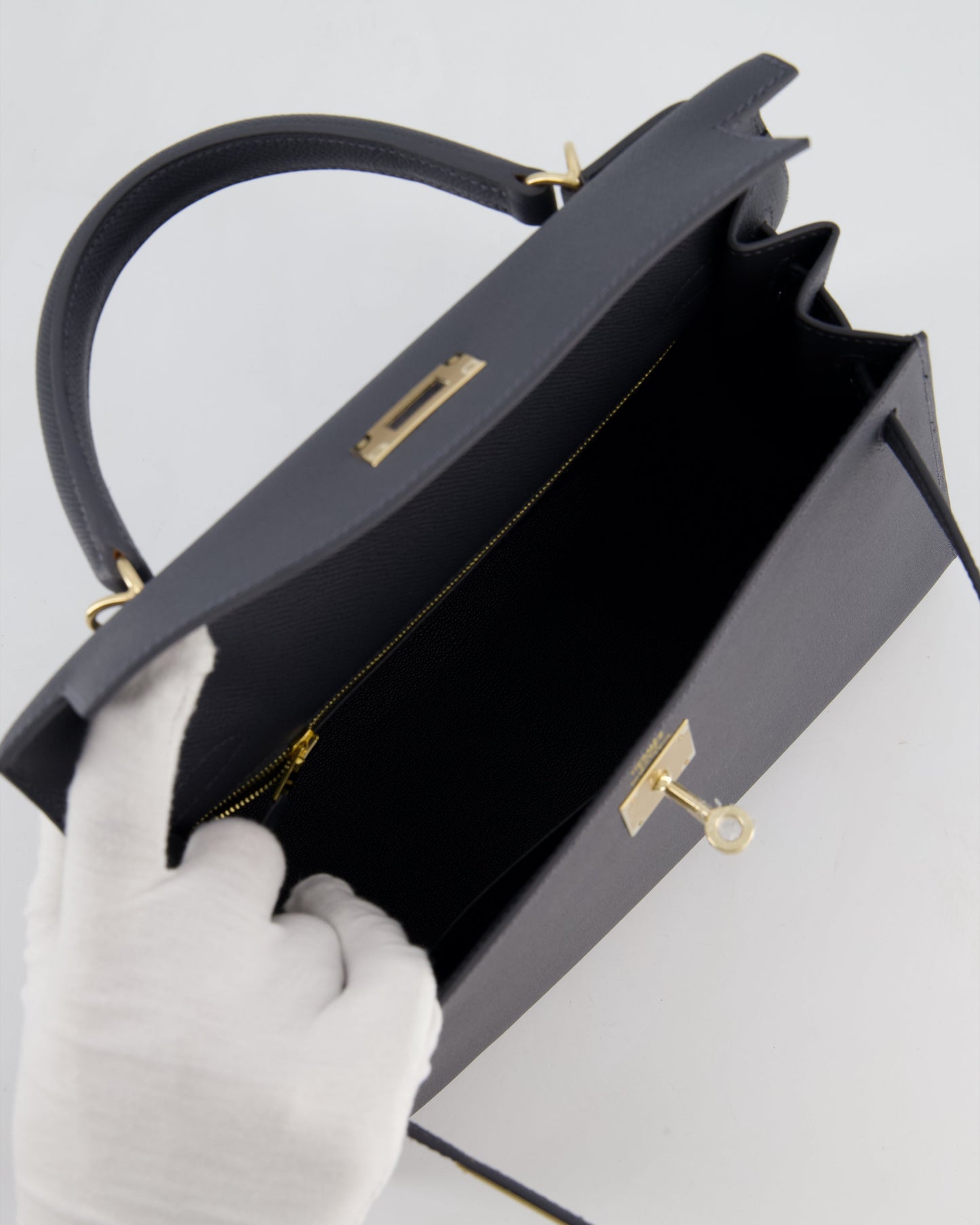 *RARE* Herm�s Kelly 28 Sellier Bag in Ardoise Epsom Leather with Permabrass Hardware