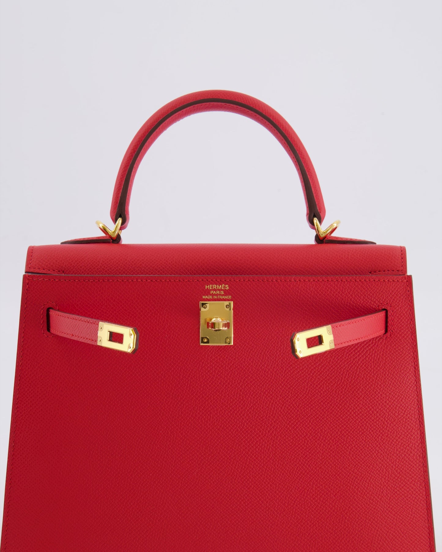 Herm�s Kelly 25 Sellier Bag in Rouge Radieux Epsom Leather with Gold Hardware