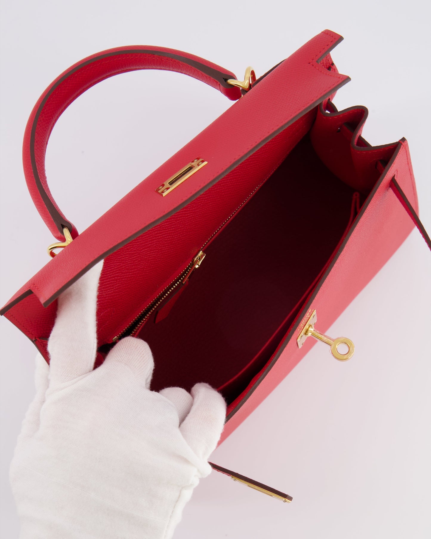 Herm�s Kelly 25 Sellier Bag in Rouge Radieux Epsom Leather with Gold Hardware