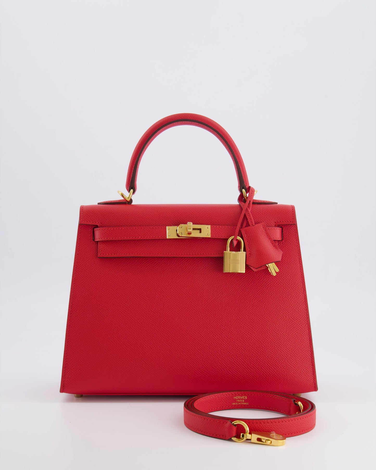 Herm�s Kelly 25 Sellier Bag in Rouge Radieux Epsom Leather with Gold Hardware