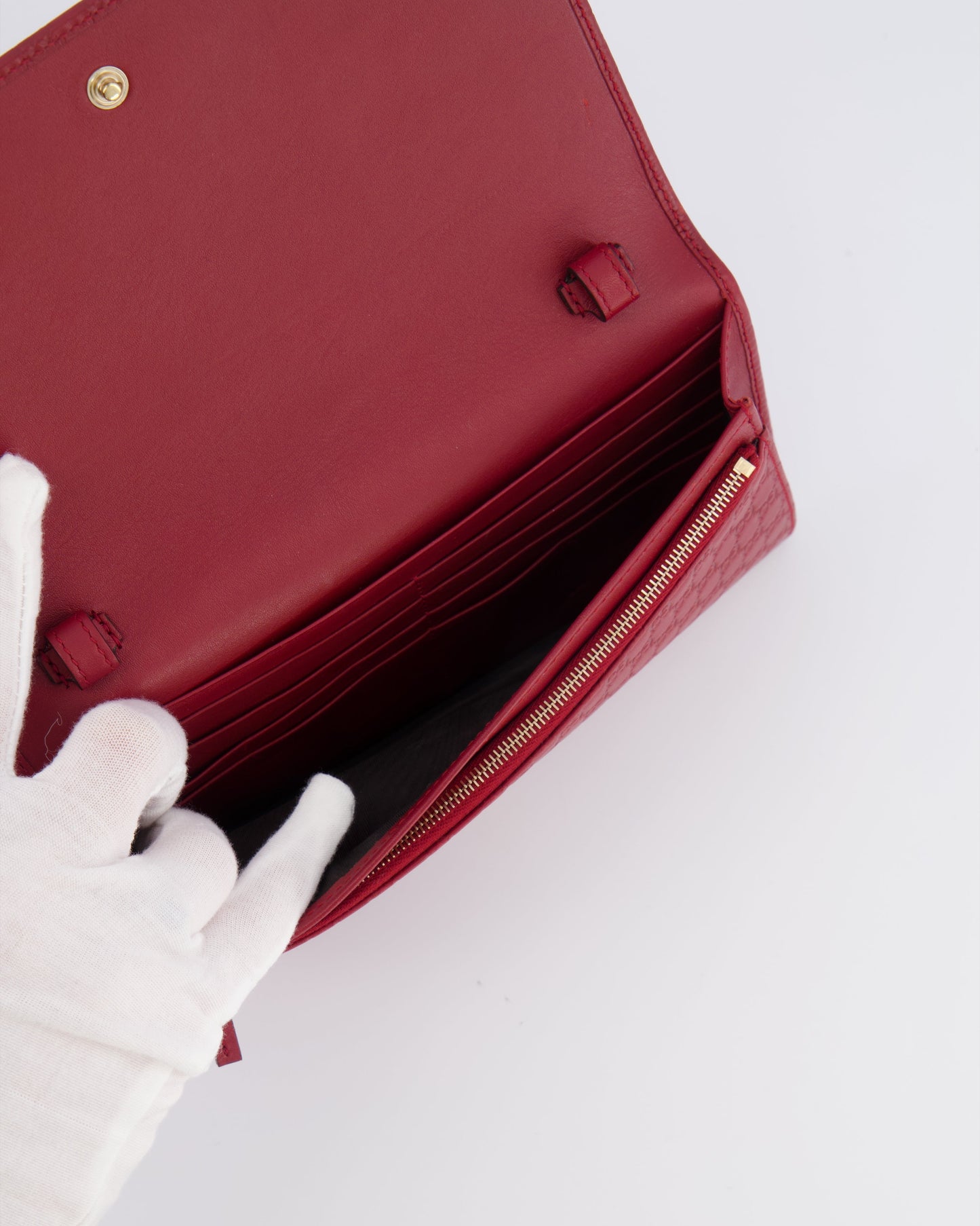 Gucci Red Leather Guccissima Logo Crossbody Wallet Bag