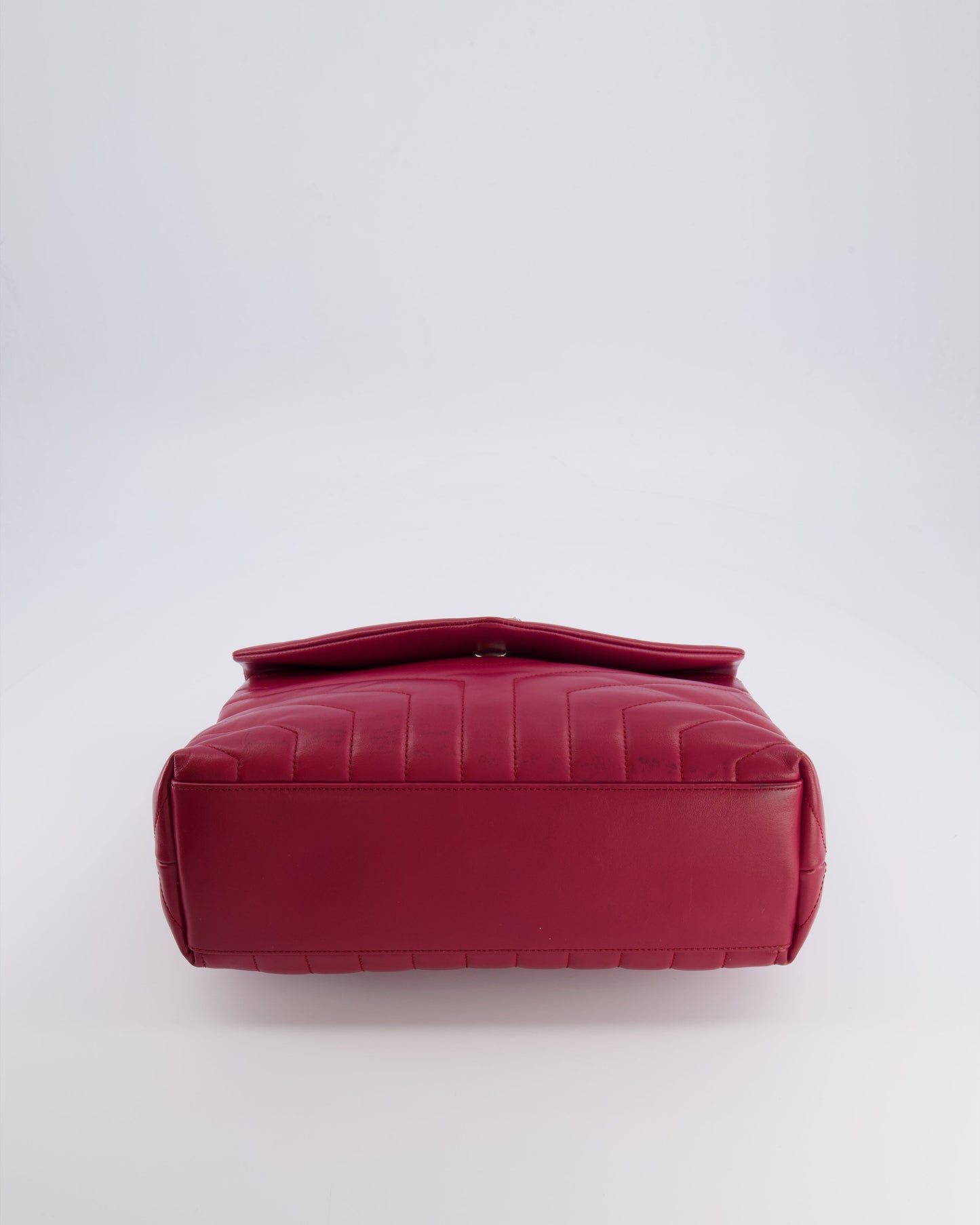 Saint Laurent Red Lambskin Large Loulou Bag with Silver Hardware RRP £2,615