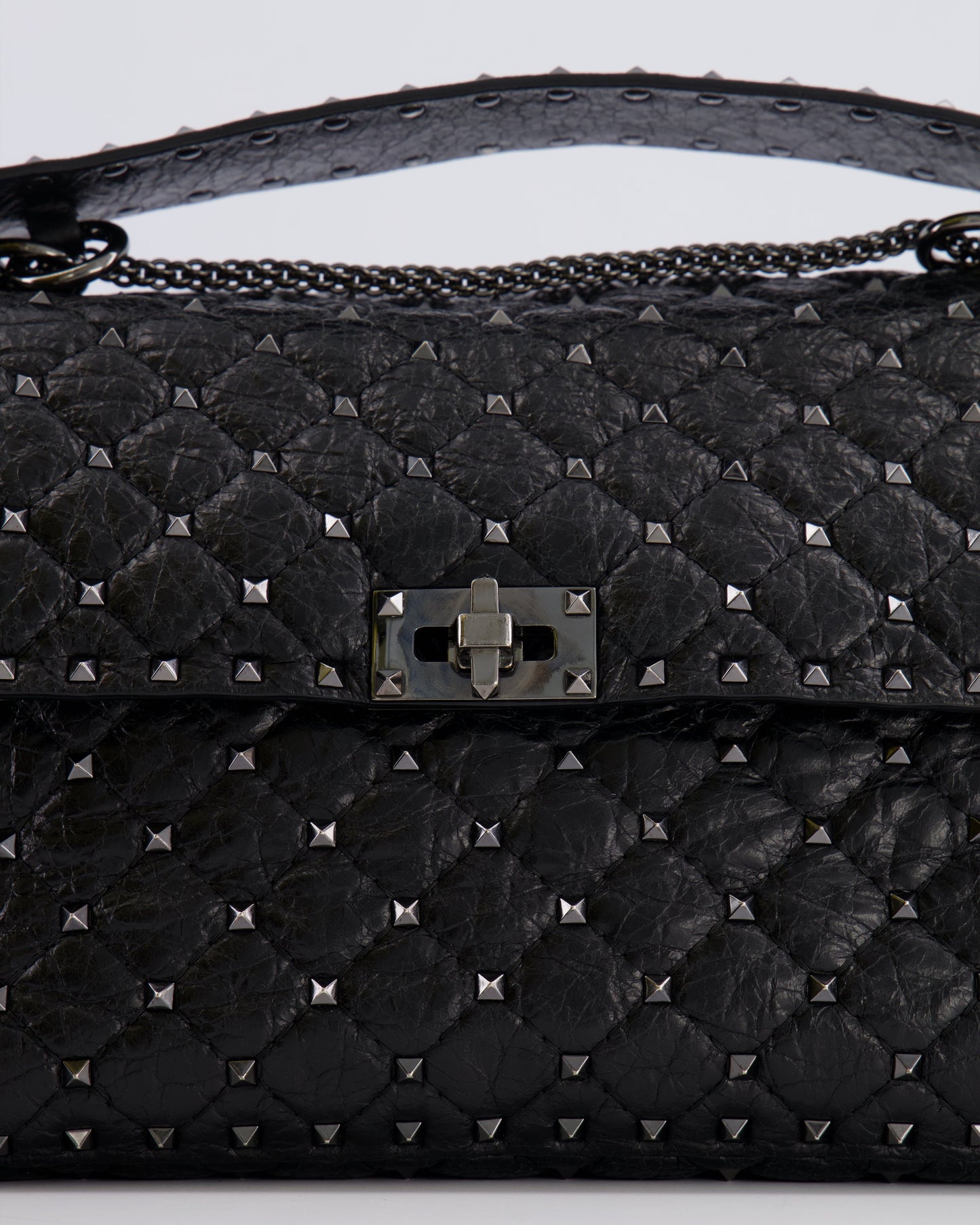 Valentino Black Distressed Leather Large Rockstud Spike Bag RRP £2,850