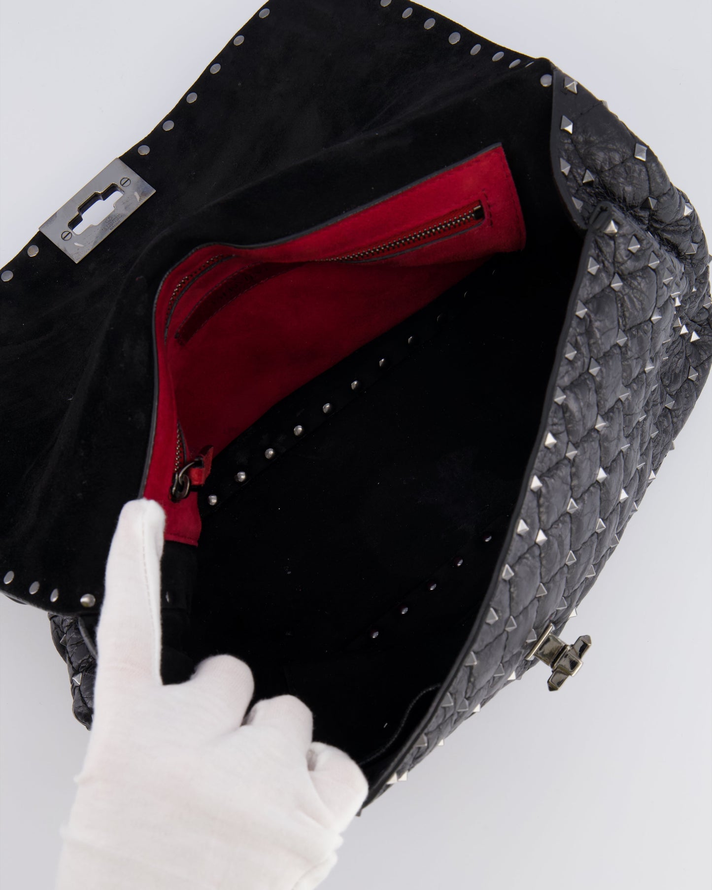 Valentino Black Distressed Leather Large Rockstud Spike Bag RRP £2,850