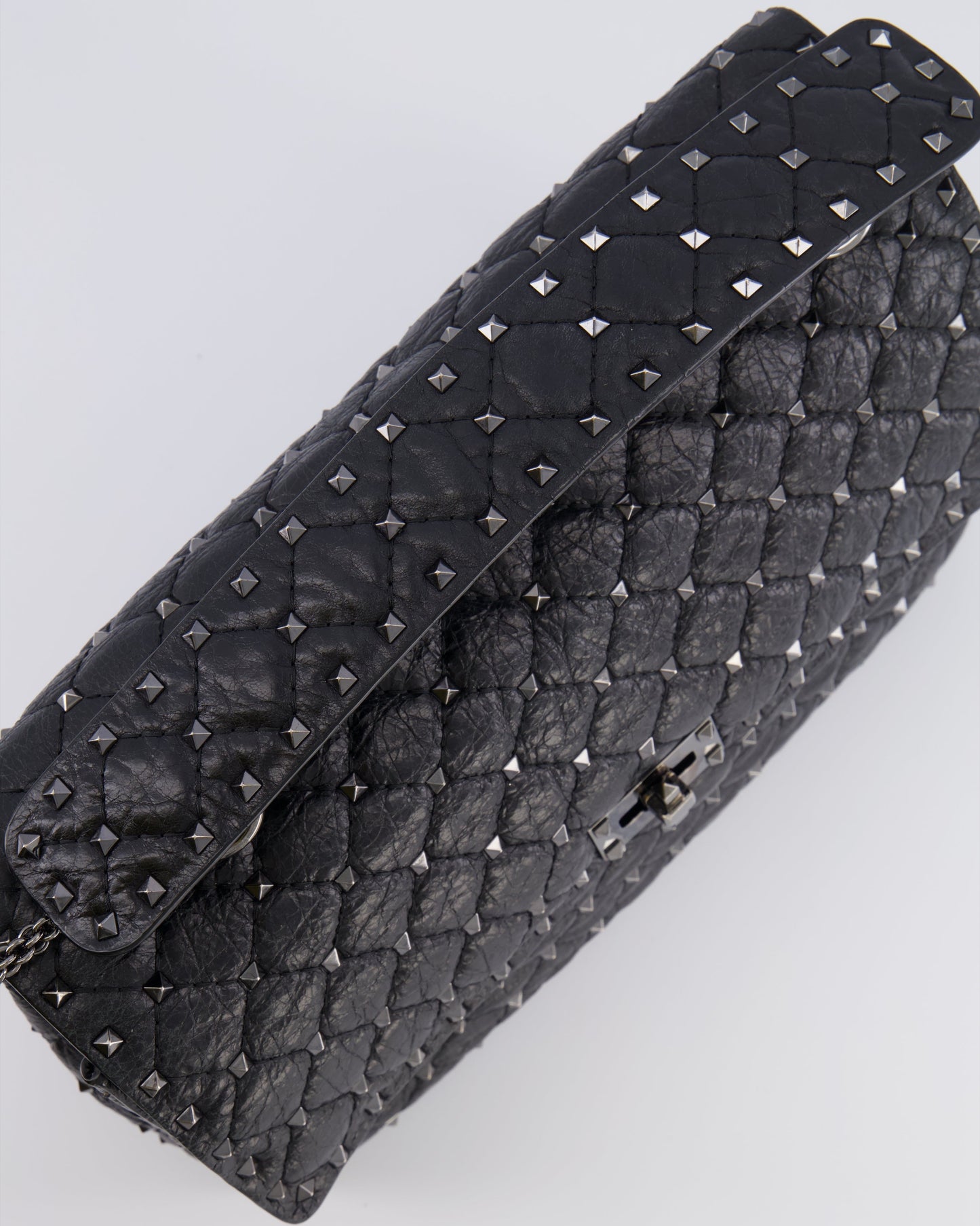 Valentino Black Distressed Leather Large Rockstud Spike Bag RRP £2,850