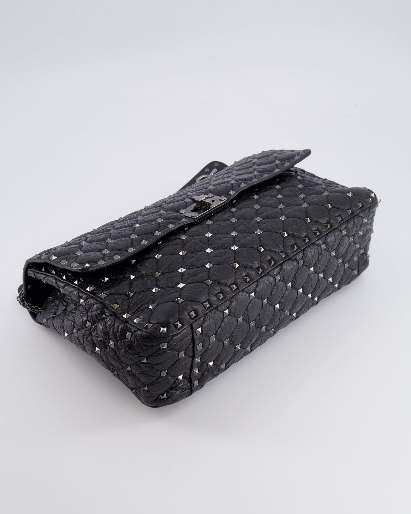Valentino Black Distressed Leather Large Rockstud Spike Bag RRP £2,850