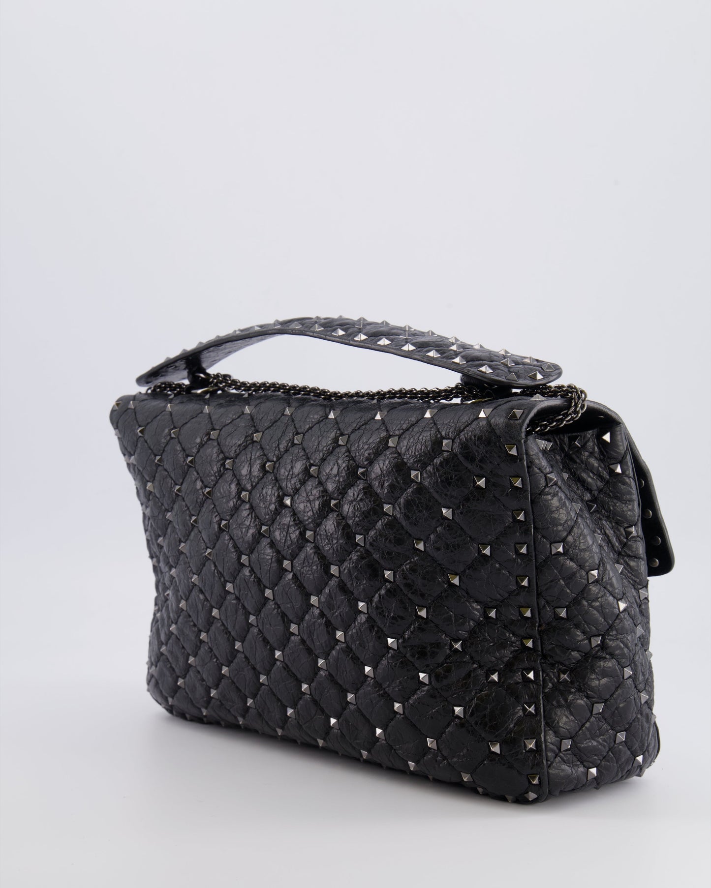 Valentino Black Distressed Leather Large Rockstud Spike Bag RRP £2,850
