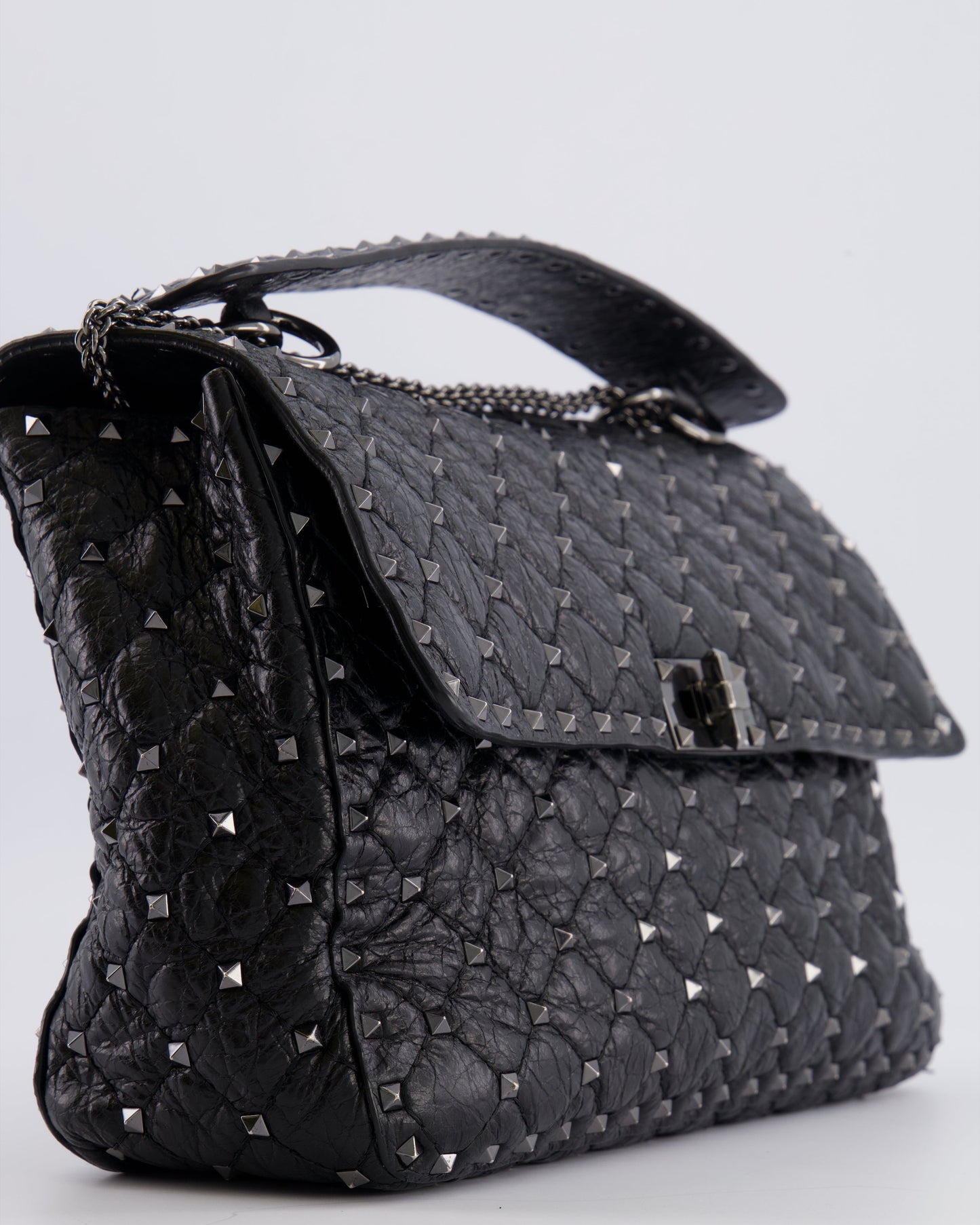 Valentino Black Distressed Leather Large Rockstud Spike Bag RRP £2,850