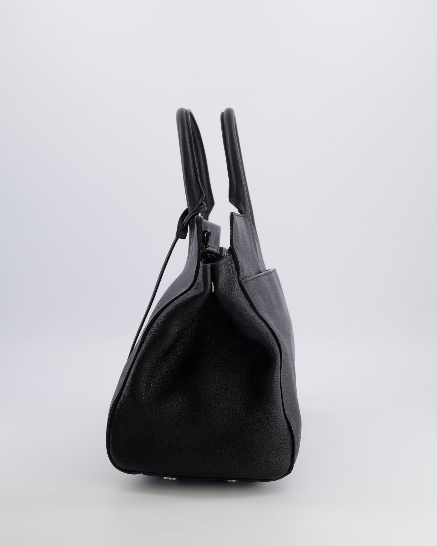 Saint Laurent Black Leather Rive Gauche Tote Bag with Silver Hardware