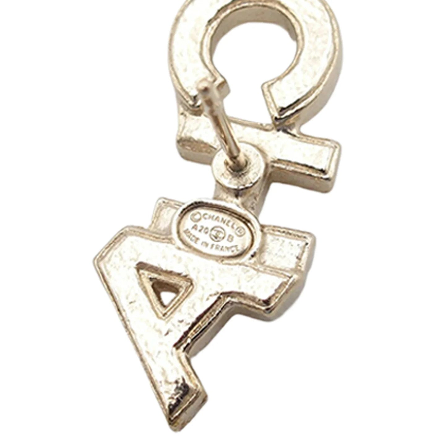 Gold Chanel CC Gold Plated Crystals Logo Push Back Earrings