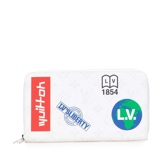 White Louis Vuitton Monogram Logo Story Zippy Long Wallet