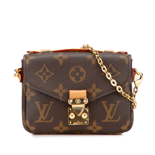 Brown Louis Vuitton Monogram Micro Metis Satchel