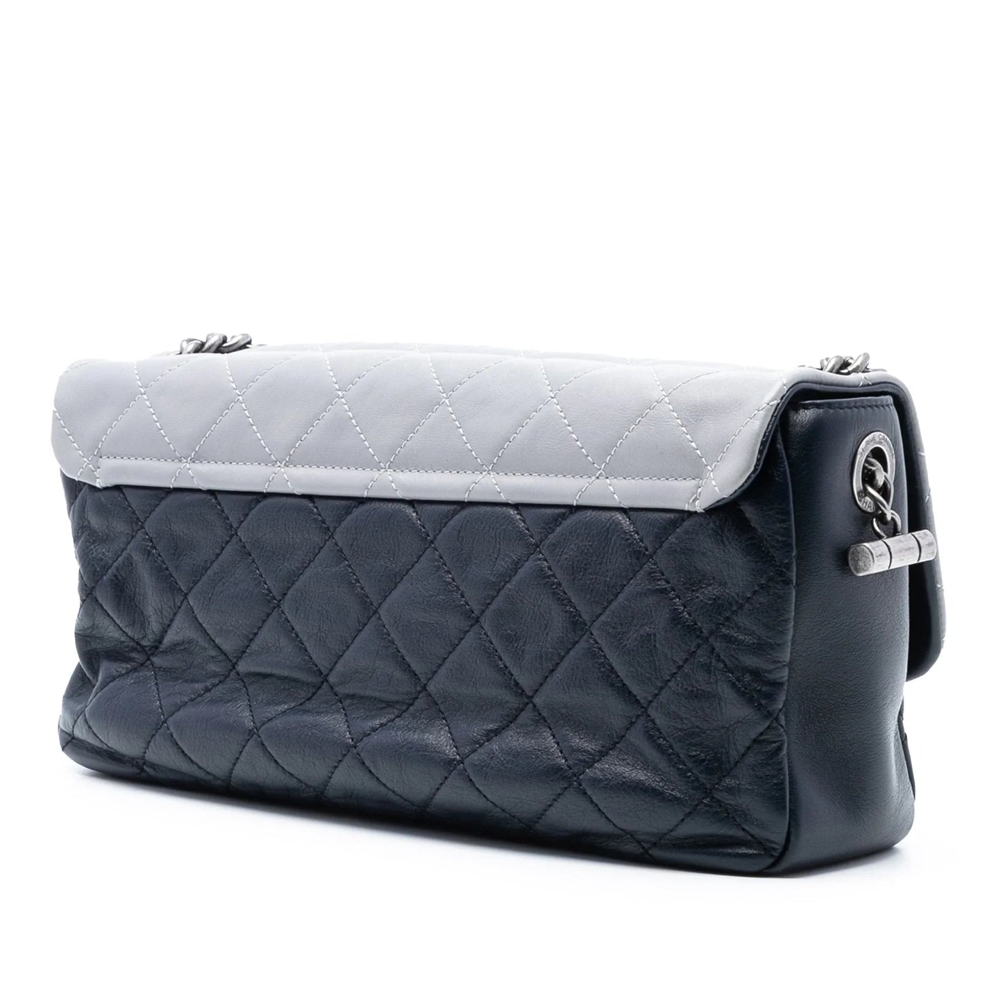 Blue Chanel Large Tricolor Quilted Lambskin Country Chic Flap Shoulder Bag