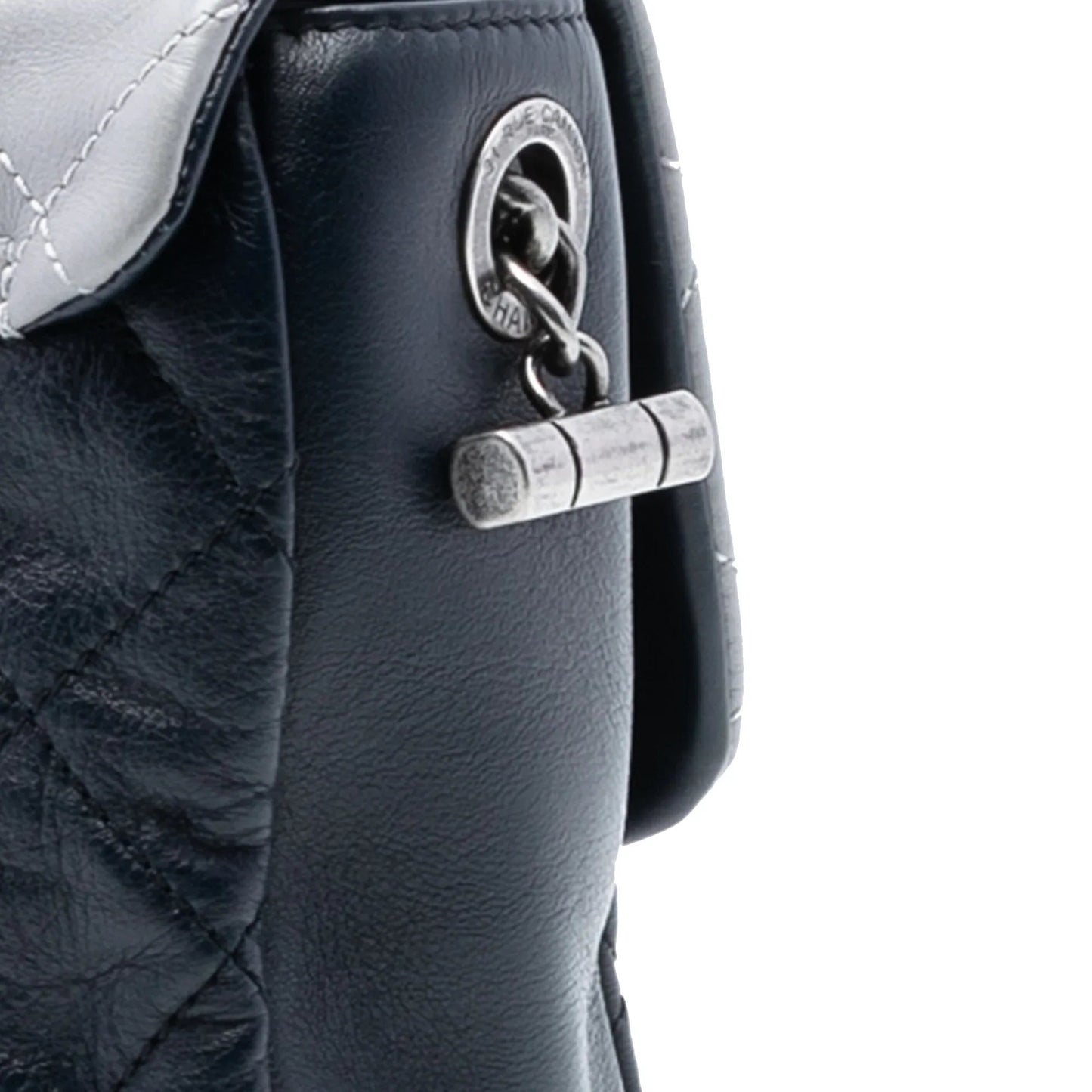 Blue Chanel Large Tricolor Quilted Lambskin Country Chic Flap Shoulder Bag