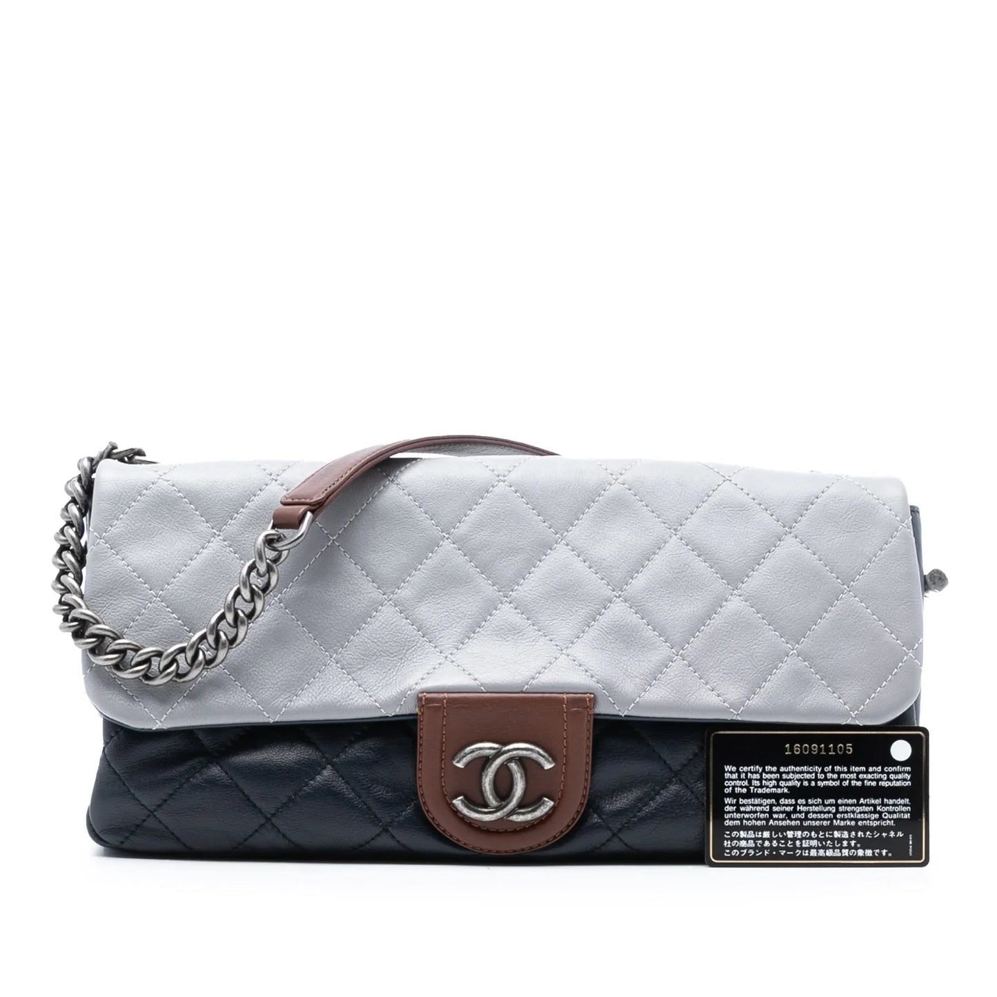 Blue Chanel Large Tricolor Quilted Lambskin Country Chic Flap Shoulder Bag