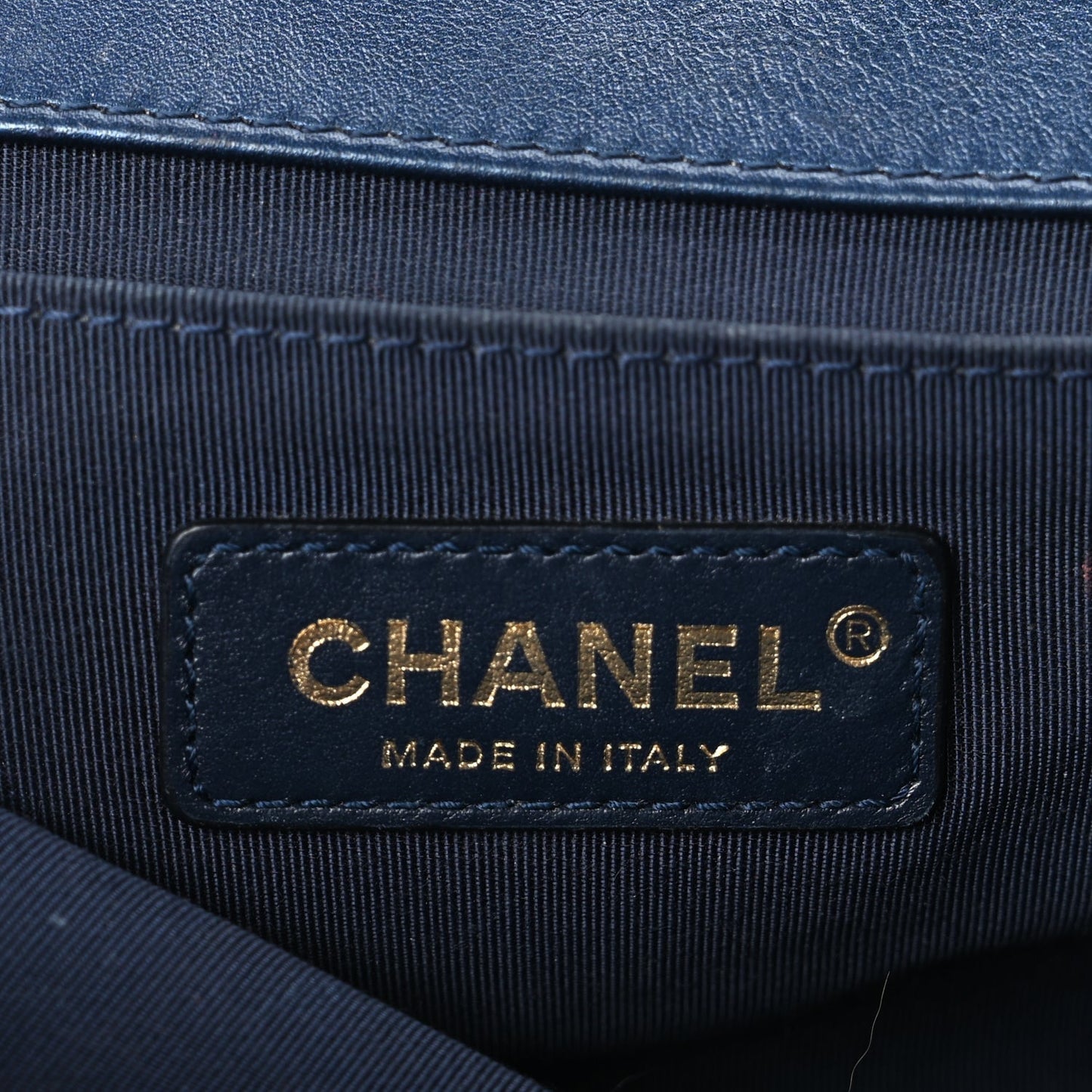 Chanel Metallic Calfskin Quilted Medium Boy Flap Navy Blue